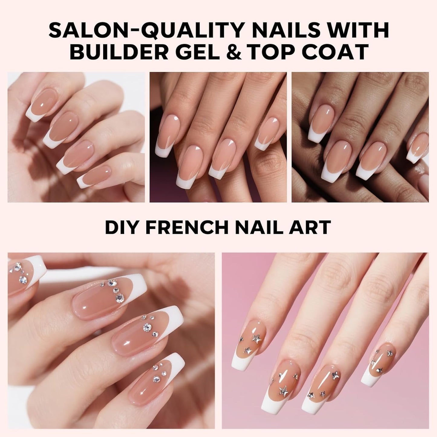 modelones French Tip Press on Nails, 150Pcs Long Square Fake Nails with Nail Box, Deep Nude Gel Nail Tips for Women, Soft Glue-On Nails for Natural Salon Look, DIY Nail Art Kit (15 Sizes)