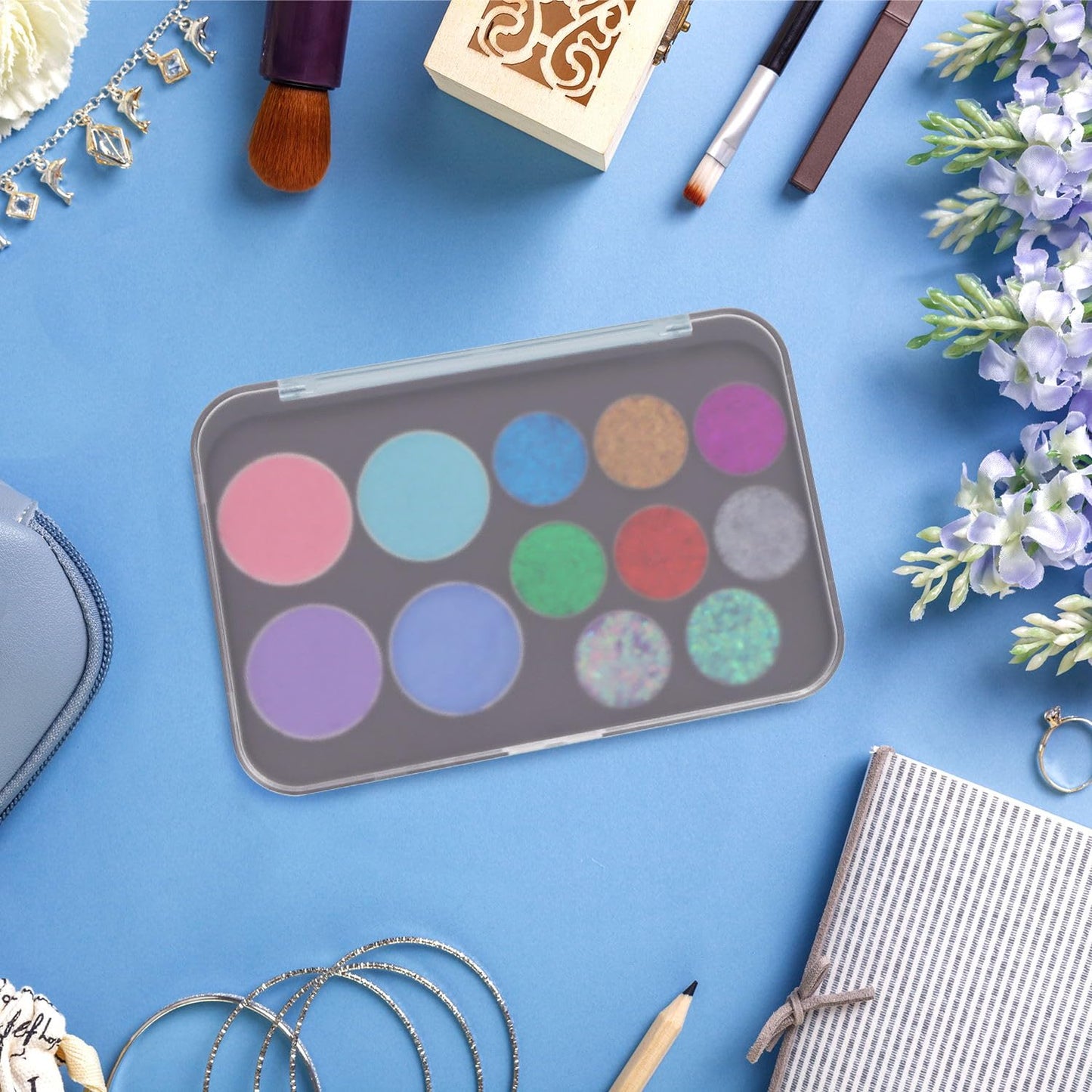 AJLTPA Magnetic Makeup Palette with Frosted Clear Top, 3Pack Empty Eyeshadow Dispensing Storage Box with 60Pcs Adhesive Metal Stickers for DIY Cosmetics Blush Powder-6.69"X4.41"Palette