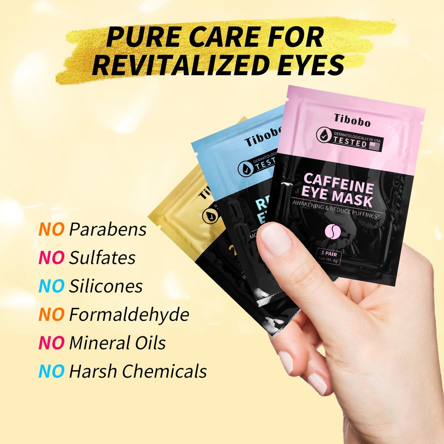 Under Eye Patches(25 Pairs), 24K Gold, Caffeine, Retinol Eye Masks for Puffy Eyes, Wrinkles, Dark Circles, Undereye Bags Treatment - Restoring & Awakening & Moisturizer Skin care Gift for Women