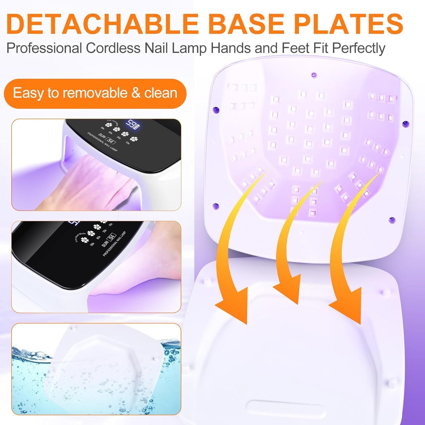 UV Nail Lamp, 288W 8 Hours Super Long-Lasting 15600mAh Professional Cordless UV LED Lamp for Nails 66Pcs Lamp Beads Automatic Sensor Gel Nail uv Light for Nail Art at Home and in Salons Gold