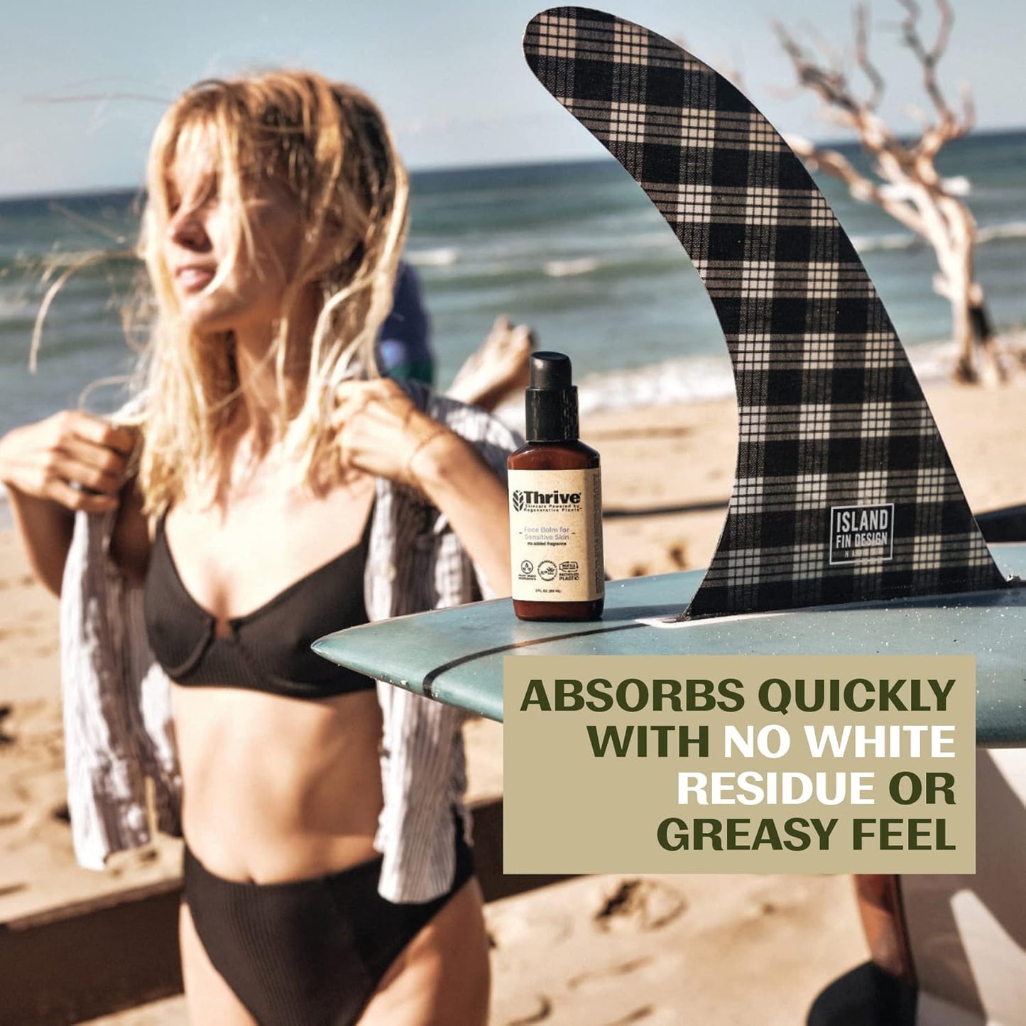 Thrive Natural Care Mineral Face Sunscreen for Sensitive Skin SPF 30, 2 Ounces - Moisturizing Unscented Sunscreen for Face - Broad Spectrum with Clear Zinc Oxide - Vegan