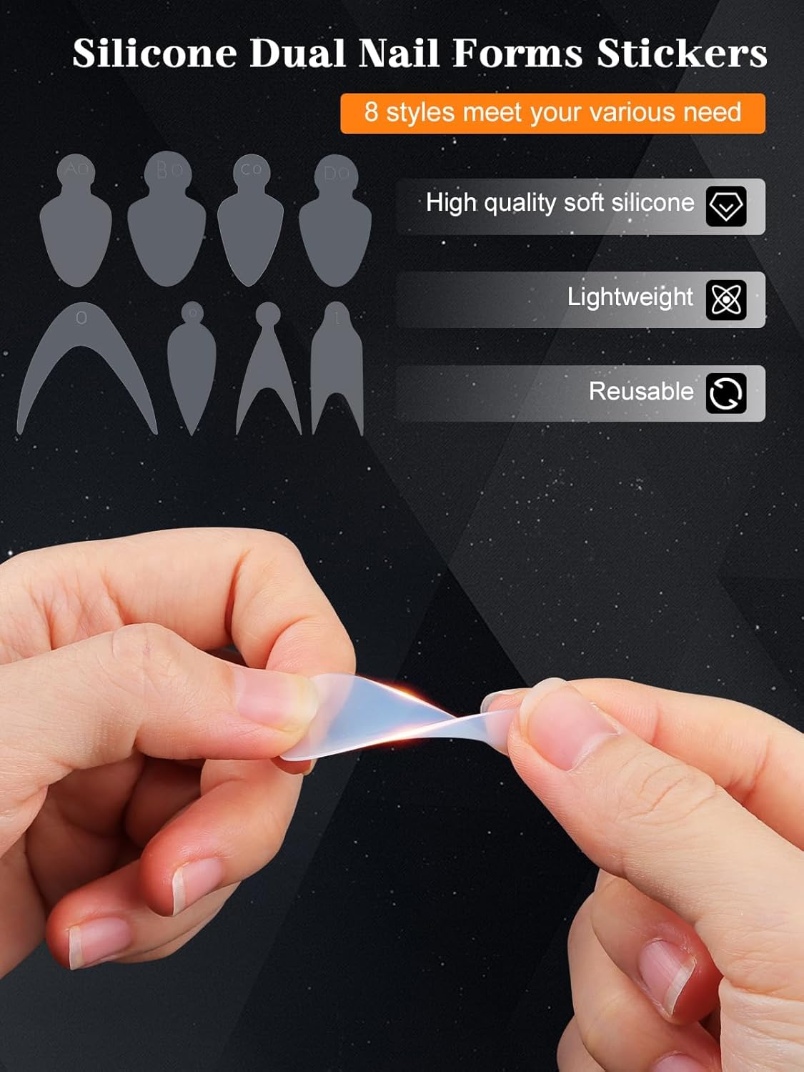 TOROKOM Dual Form Kit, 192PCS Poly Gel Forms for French Nails, 96PCS Reusable Silicone Pads, 5PCS Clips, Brush Pen, Files Buffer, Extension Kit for Beginner