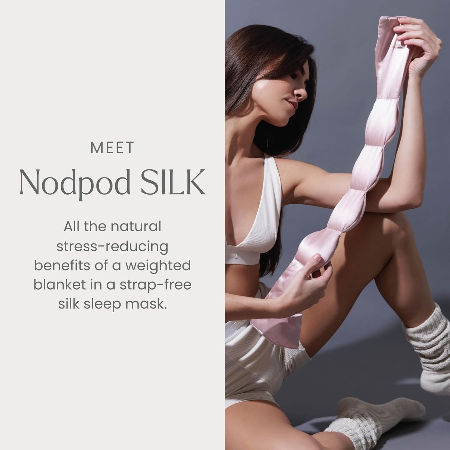 Nodpod Gentle Pressure Silk Sleep Mask | Patented Light Blocking Design for Sleeping, Travel & Relaxation | Bead Filled, Machine Washable (Petal)