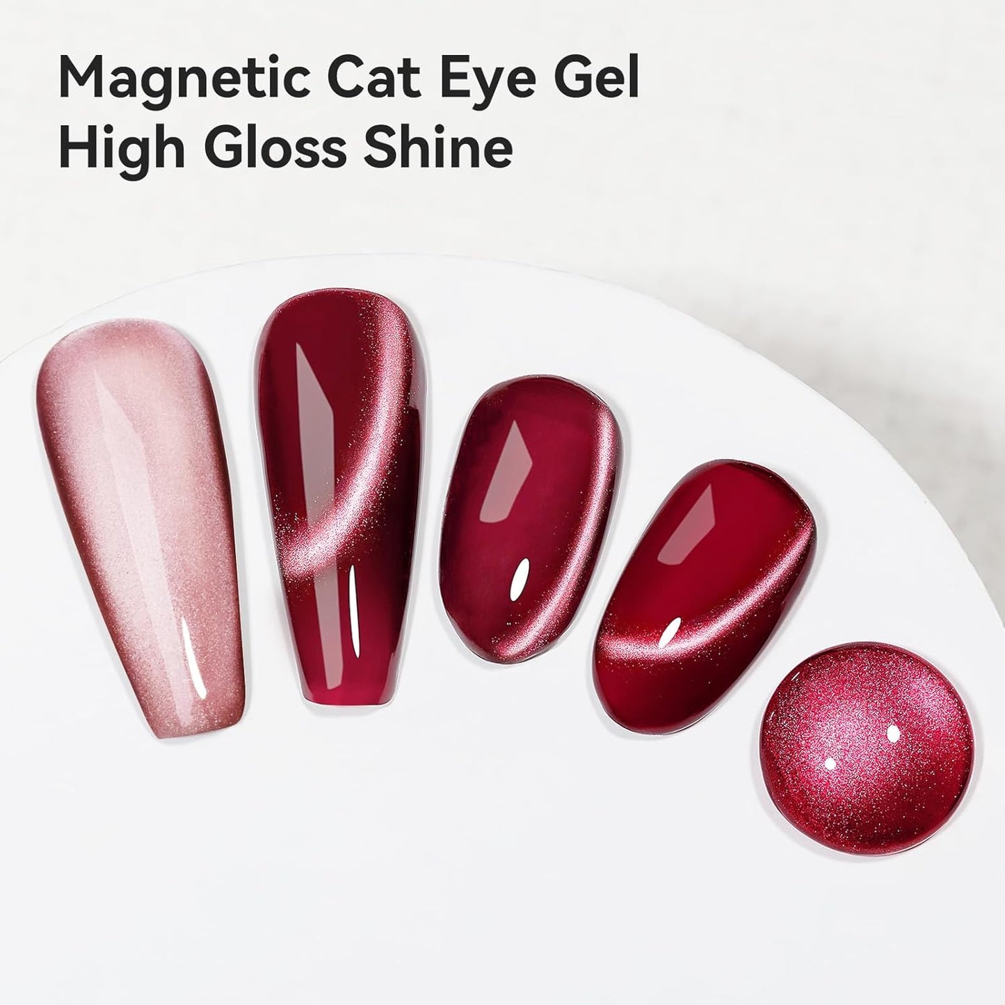 Cat Eye Gel Nail Polish, Burgundy Red Glitter Magnetic Gel Polish Moonlight, Cateye Gel Polish With Magnet Wine Red Holographic Shimmer UV Velvet Manicure Salon DIY Home, 12ML
