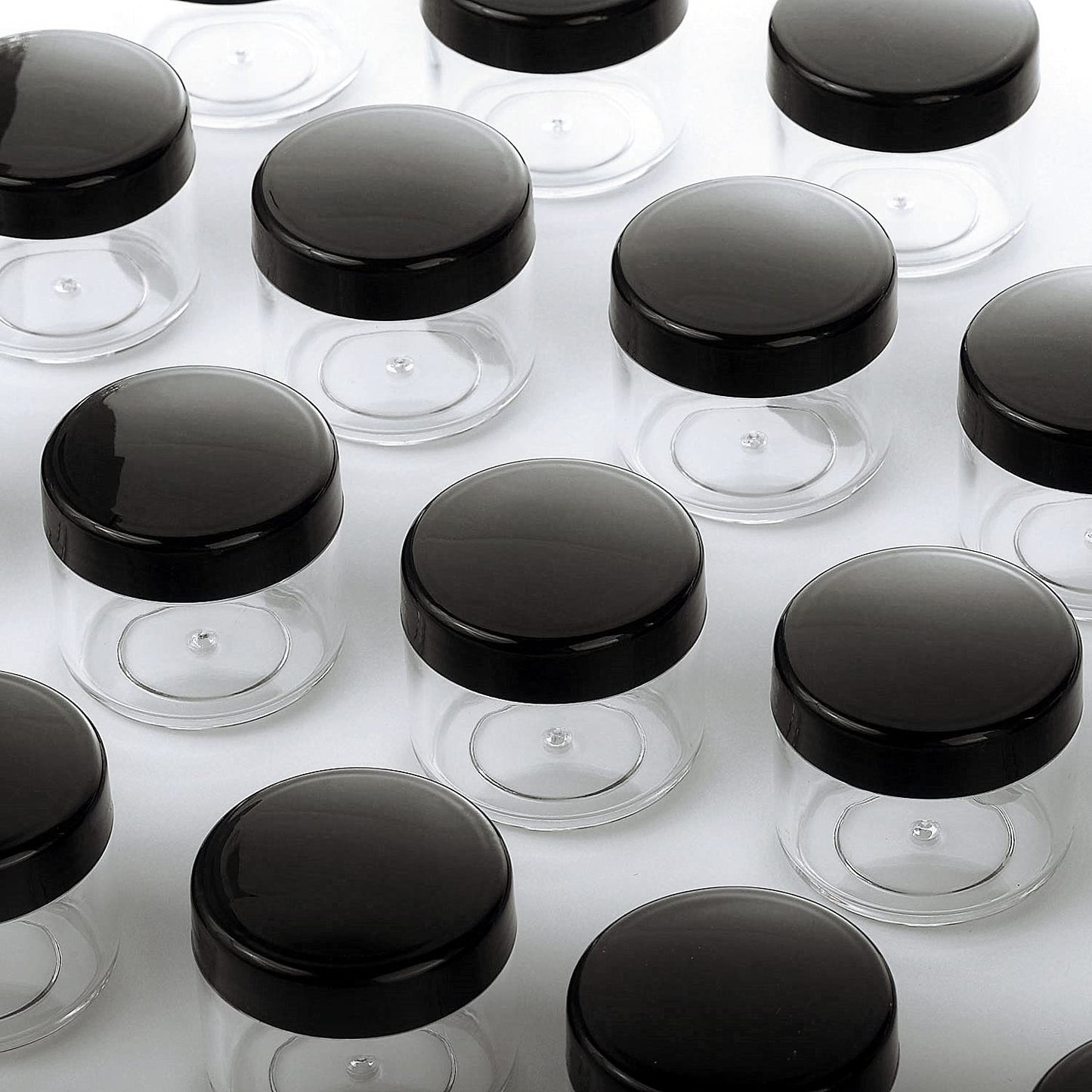 100 Count Refillable Cosmetic Containers with Lids 20 Grams Black Makeup Sample Jars for Beauty Products - Black