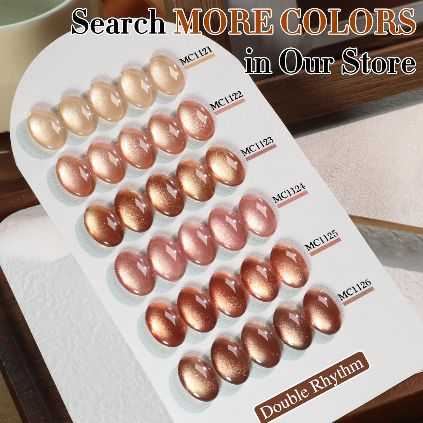 Double Rhythm Cat Eye Gel Polish with Magnet 15ML Ice Glass Holographic Glitter Shimmer Translucent Sheer Color Salon Soak Off Magnetic at Home (Milky Nude-MC1121)