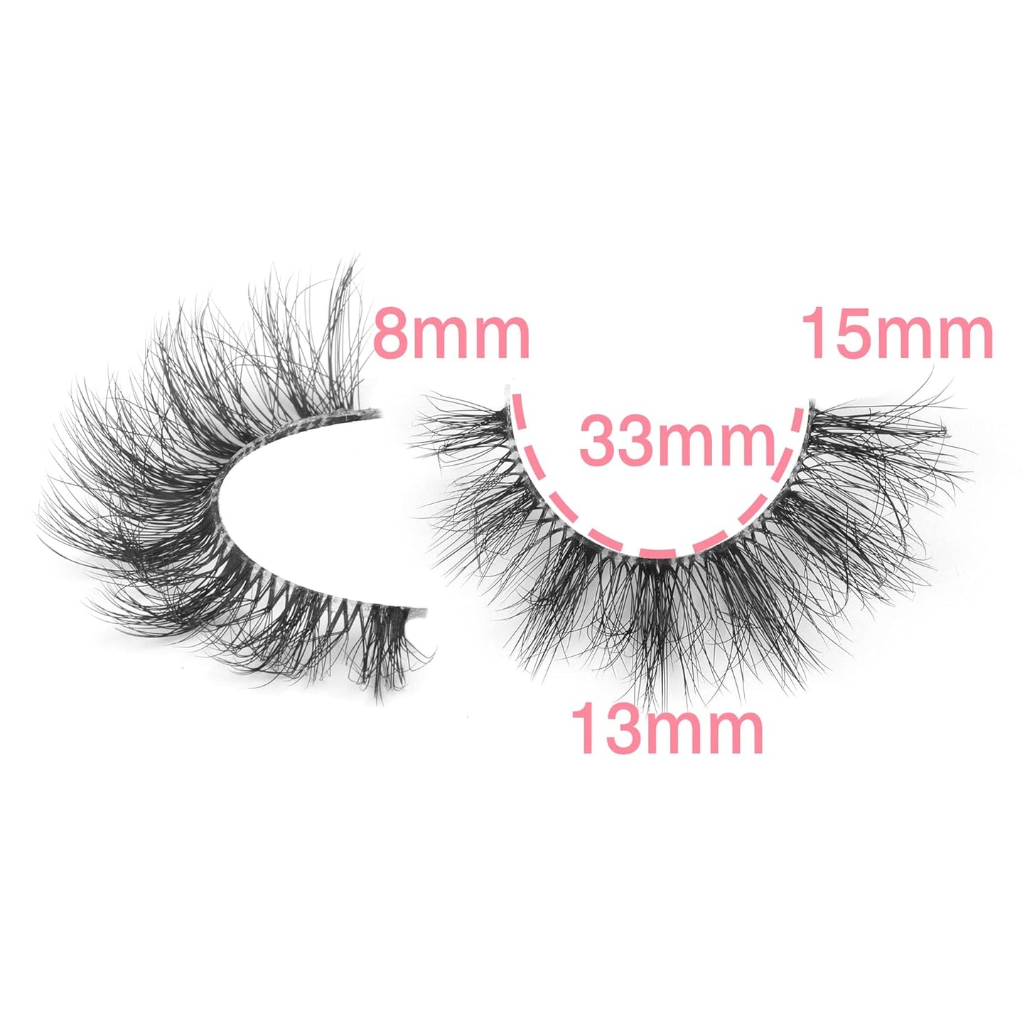 FANXITON Mink Lashes with Clear Band 15 MM 10 Pairs Cat-Eye Lashes Natural Look False Eyelashes Pack Wispy Eyelashes 3D Faux Mink Eyelashes