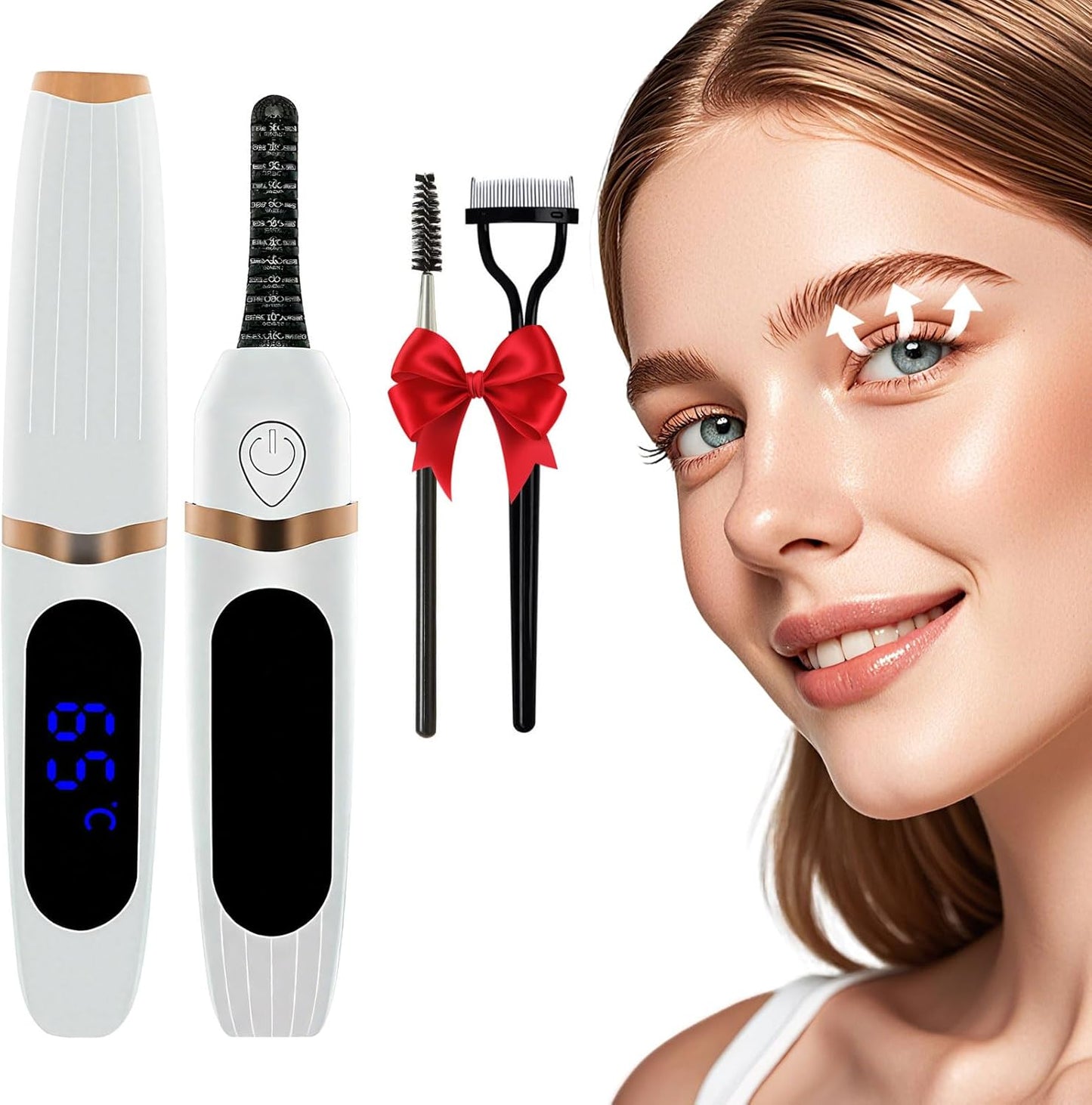 Heated Eyelash Curler, Electric Eyelash Curler–3 Temperature Settings Rechargeable Electric Lash Curler with LED Display and Anti-Burn Design, 10s Fast Heat-Up & 24H Natural Curl