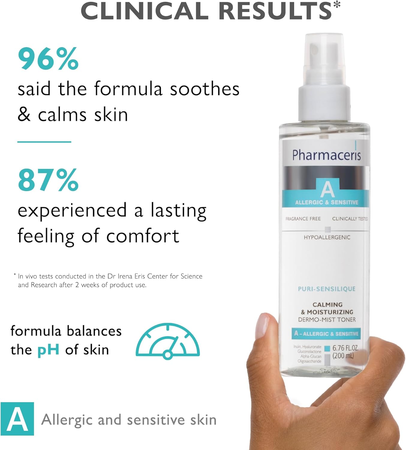 Calming Mist Toner - Soothing & Hydrating Face Mist for Sensitive & Allergy-Prone Complexion; Restores pH, Refreshes & Supports Skin’s Barrier & Microbiome Puri-SENSILIQUE, 6.76 fl oz