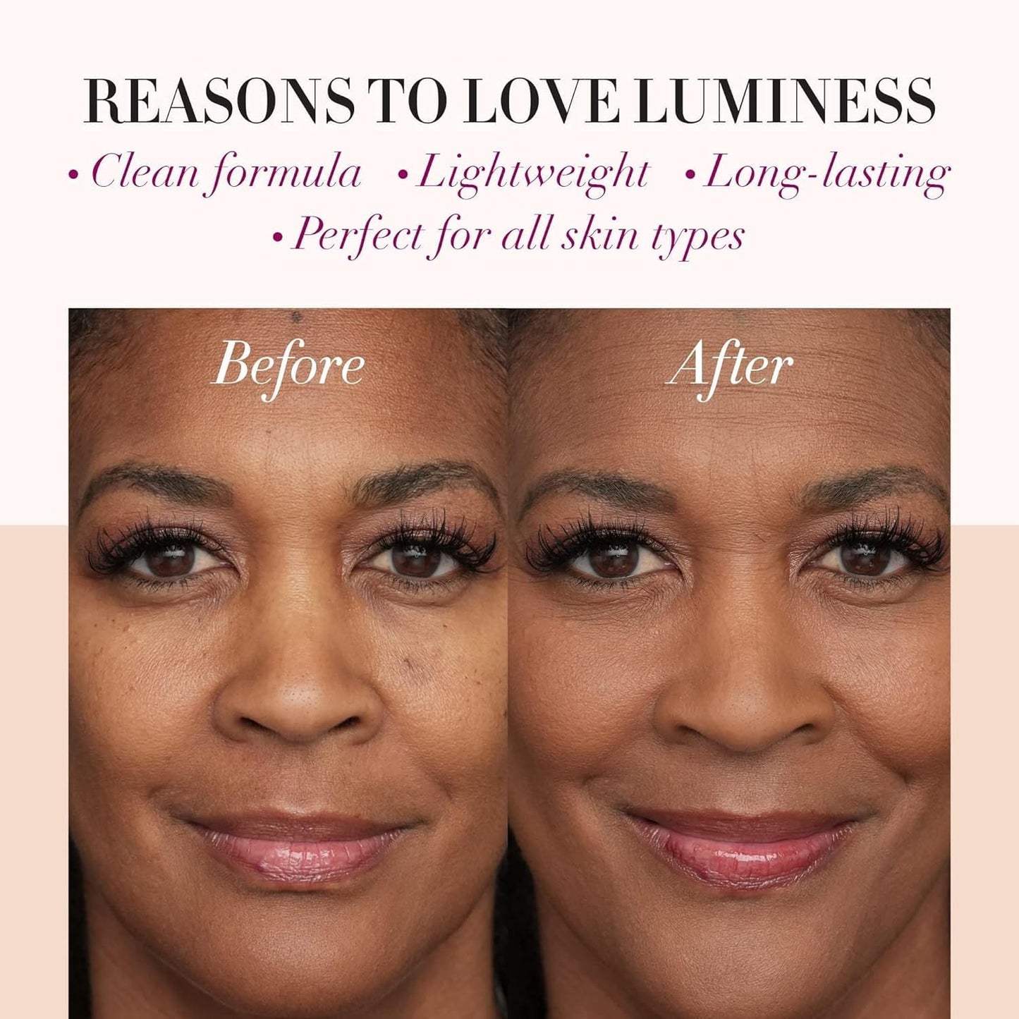 LUMINESS Silk Airbrush Spray Foundation & Buffing Brush Kit – Full Coverage Foundation & Dual-Sided Buffing Brush - Buildable Coverage, Anti-Aging Formula Hydrates & Moisturizes (Shade - Rich Dark)