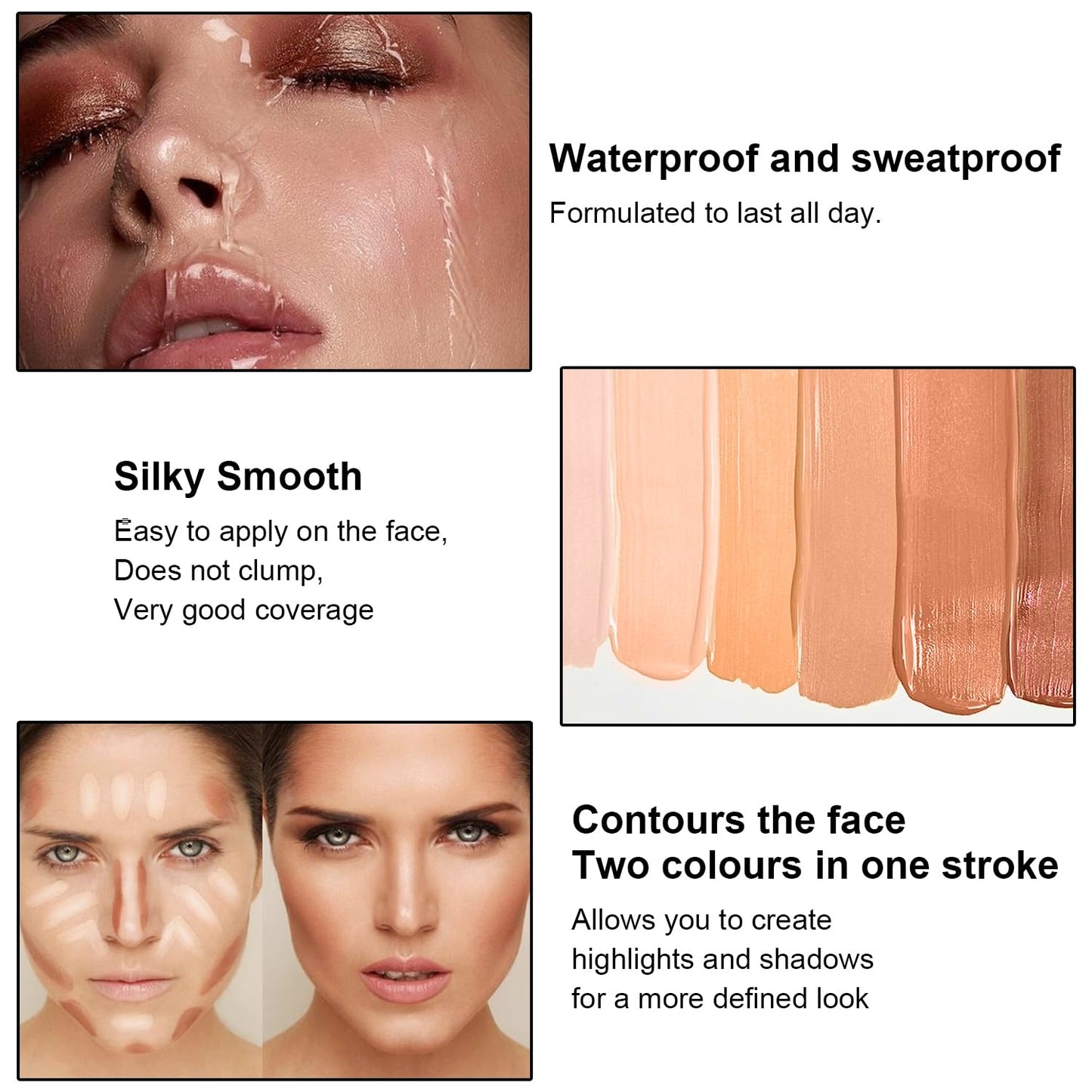 6 Colors Cream Contour Stick Makeup, Primer Face Highlighter Contouring for Beginners, Highlight and Contour Kit, Cream Concealer Makeup Blush Stick, Primer Face Corrector (SET B)