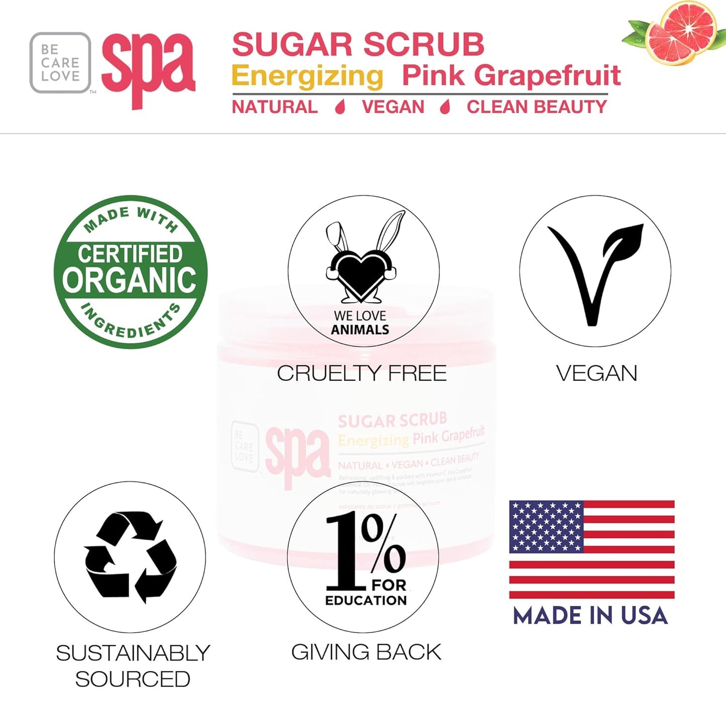 BCL SPA Sugar Scrub Pink Grapefruit, 16 oz