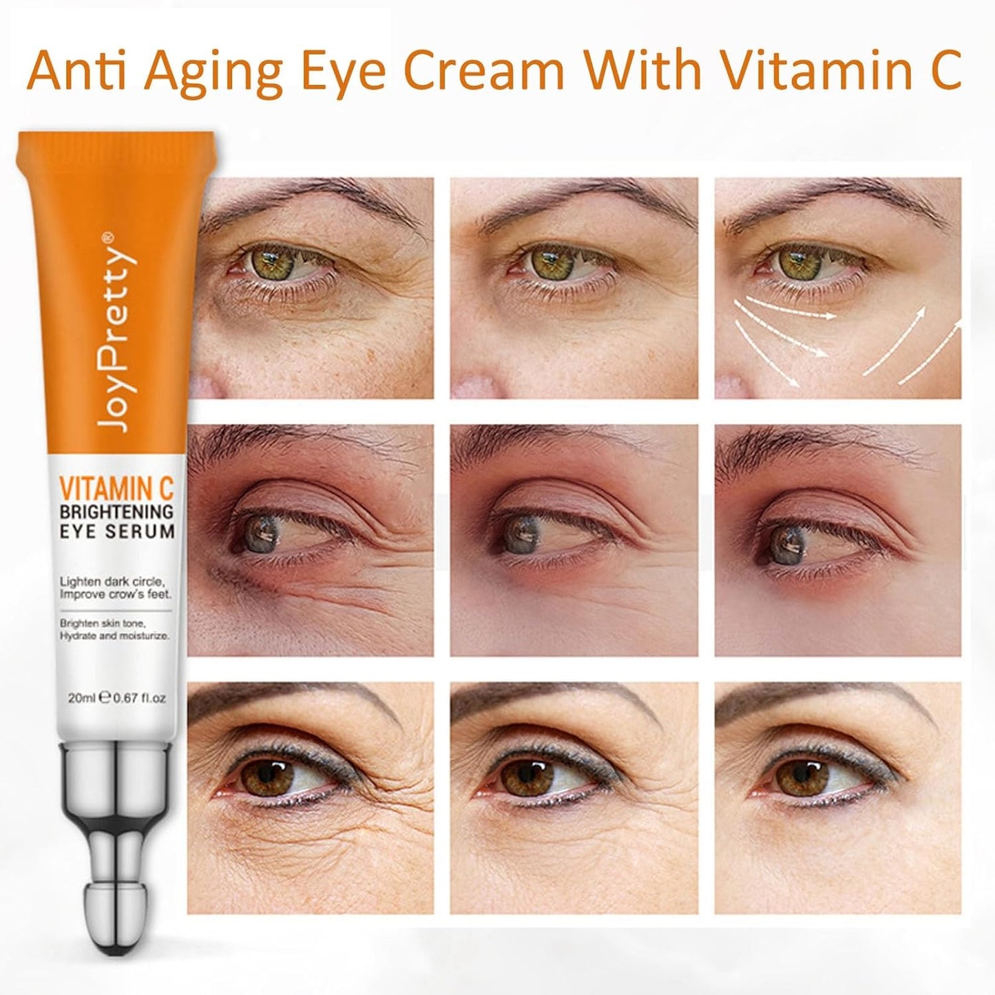 Eye Cream For Dark Circles, 2PCS Vitamin C Eye Cream For Dark Circles And Puffiness, Anti Aging Eye Cream For Women, Under Eye Cream For Puffiness And Bags