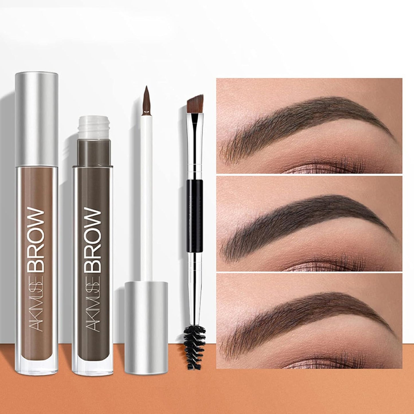 Waterproof Liquid Eyebrow Gels, Smudge-Proof, Sweat Resistant, Full Natural-24Hours Long Lasting Tinted Makeup Color Gel with Brow Pen (BLONDE)
