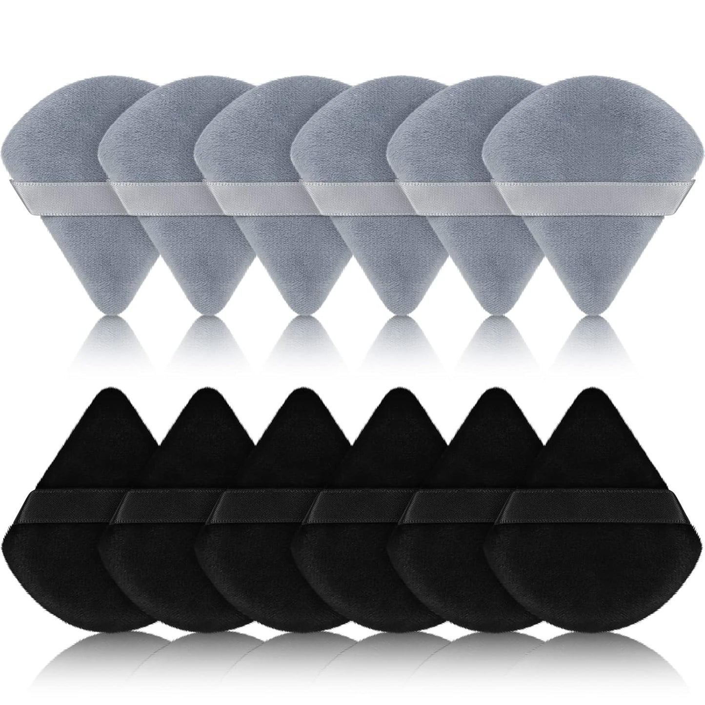 Maitys 12 Pieces Powder Puff Triangle Face Makeup Cosmetic for Loose Powder Soft Body Washable Reusable Foundation Sponge Mineral Wet Dry Makeup Tool for Women(Small,Black, Gray)