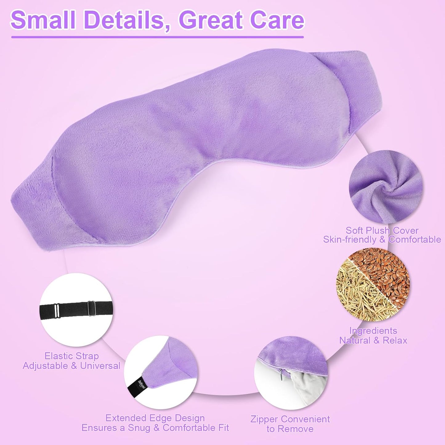 Weighted Eye Mask for Sleeping, Soft Heated Eye Mask, Moist Heat Warm Compress for Eyes, Natural Rosemary & Flaxseeds Microwave Reusable Sleep Mask, Must Haves for Women Spa, Home, Office