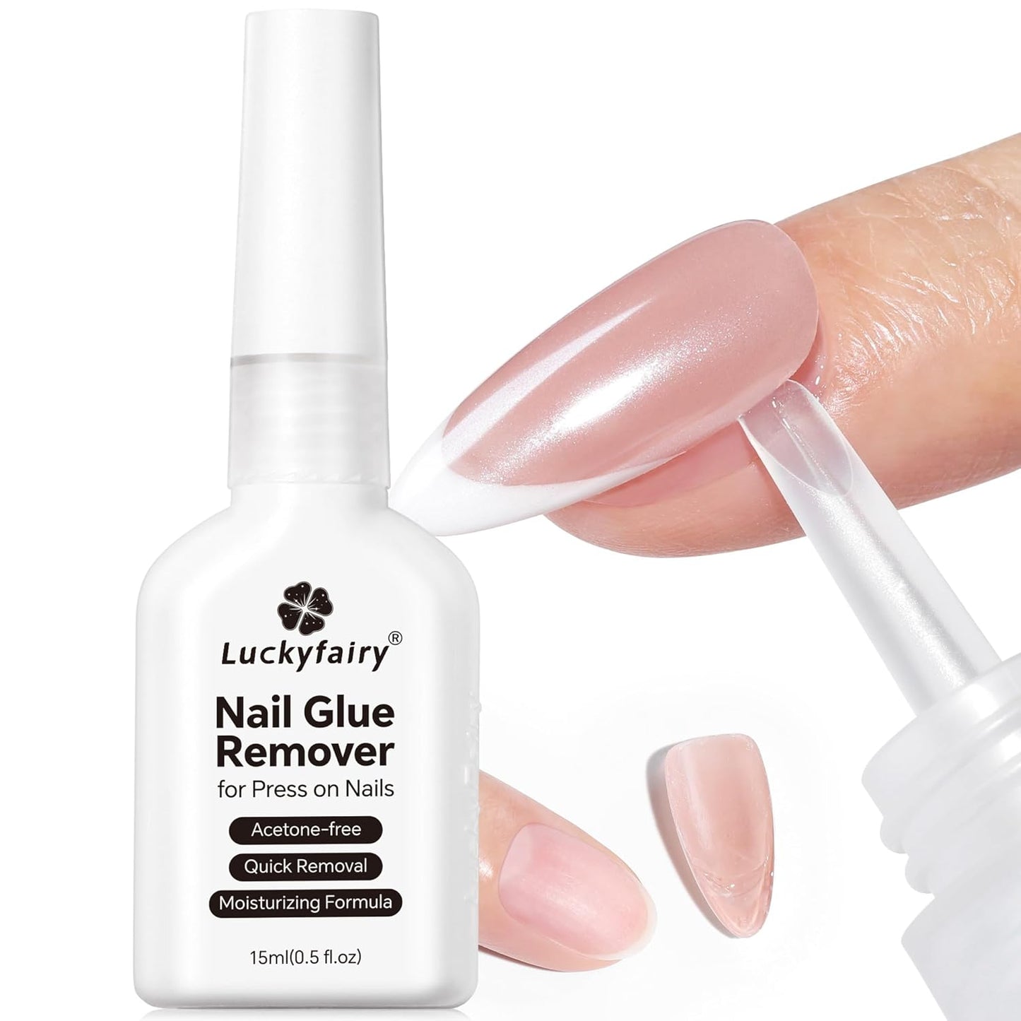 Nail Glue Remover for Press on Nails, 15ml Acetone-free Nail Polish Remover, Multi-Functional Glue Remover for Nails Tips, Quick Easy Gentle Removal, Not for Gel Polish