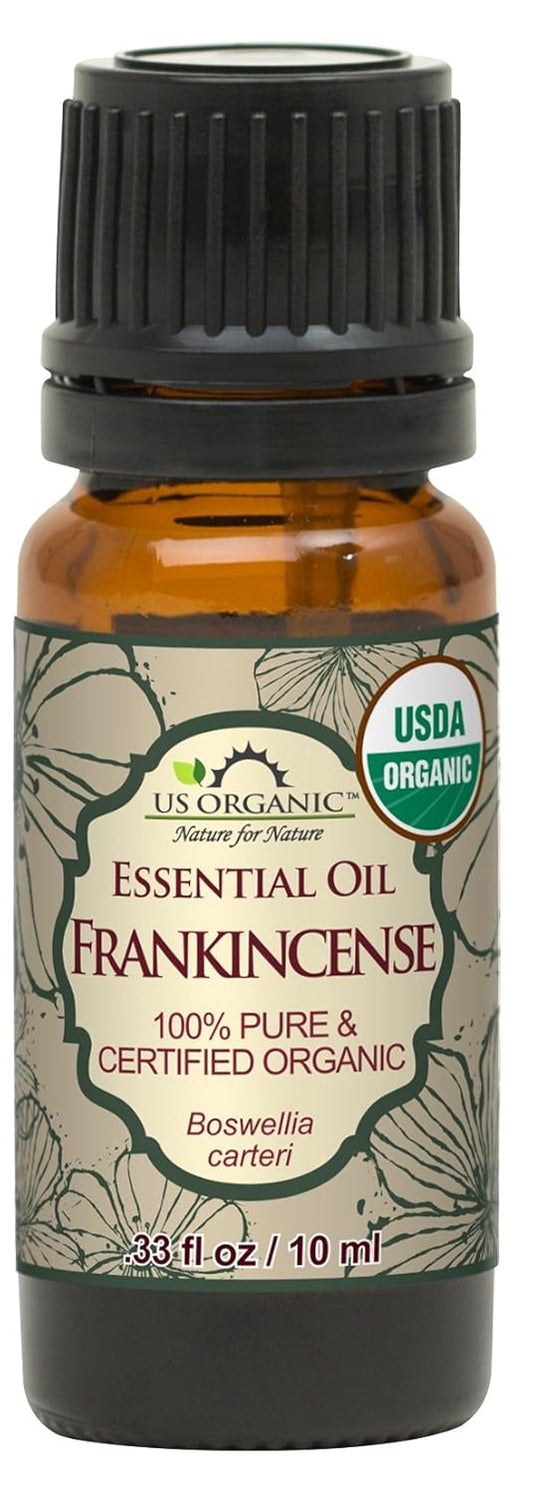 US Organic 100% Pure Frankincense (Boswellia Carteri) Essential Oil - Sourced from The Horn of Africa, USDA Certified Organic, Use Topically or in Diffuser, Perfect for Yoga or Meditation (10 ml)