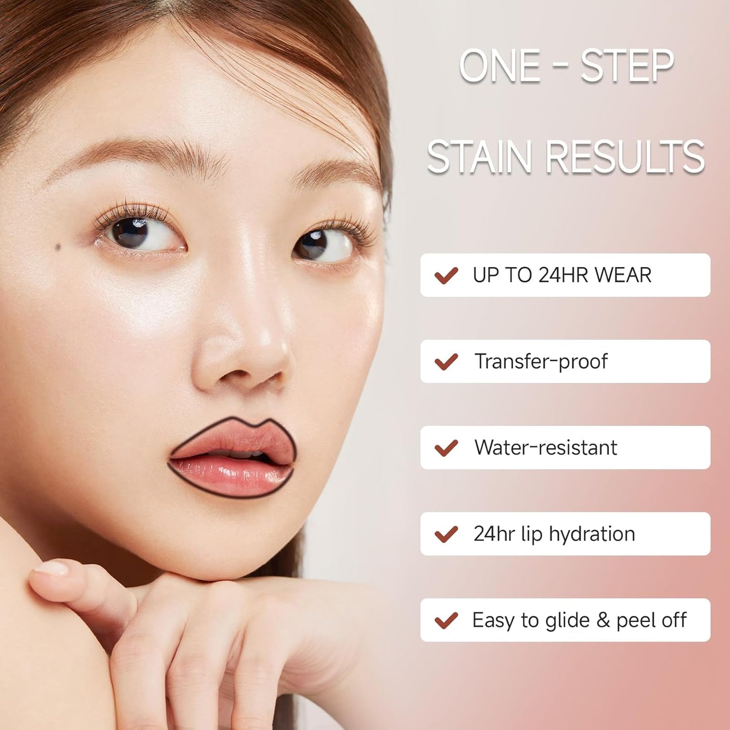 KISSIO Lip Liner Stain,Peel Off Lip Liner,Transfer Proof,Long Lasting and Waterproof,Lips Tint Tattoo,Natural Makeup Stain,Matte Finish,Gray pink