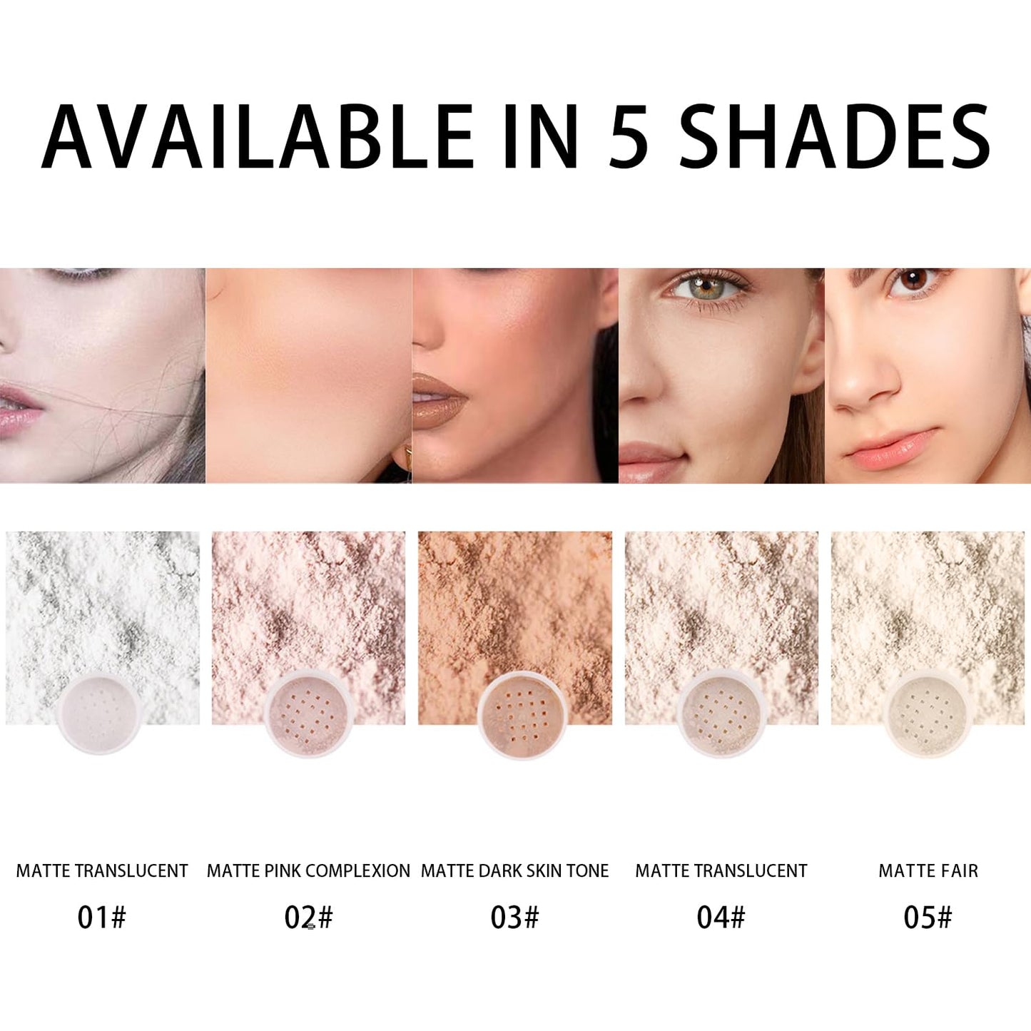 2PCS Loose Face Powder, Oil Control Minimizes Pores and Fine Lines, Baking Setting Powder Makeup, Soft Focus Effect Make Up Matte Ultra Flawless Finish,8g (01# Translucent)