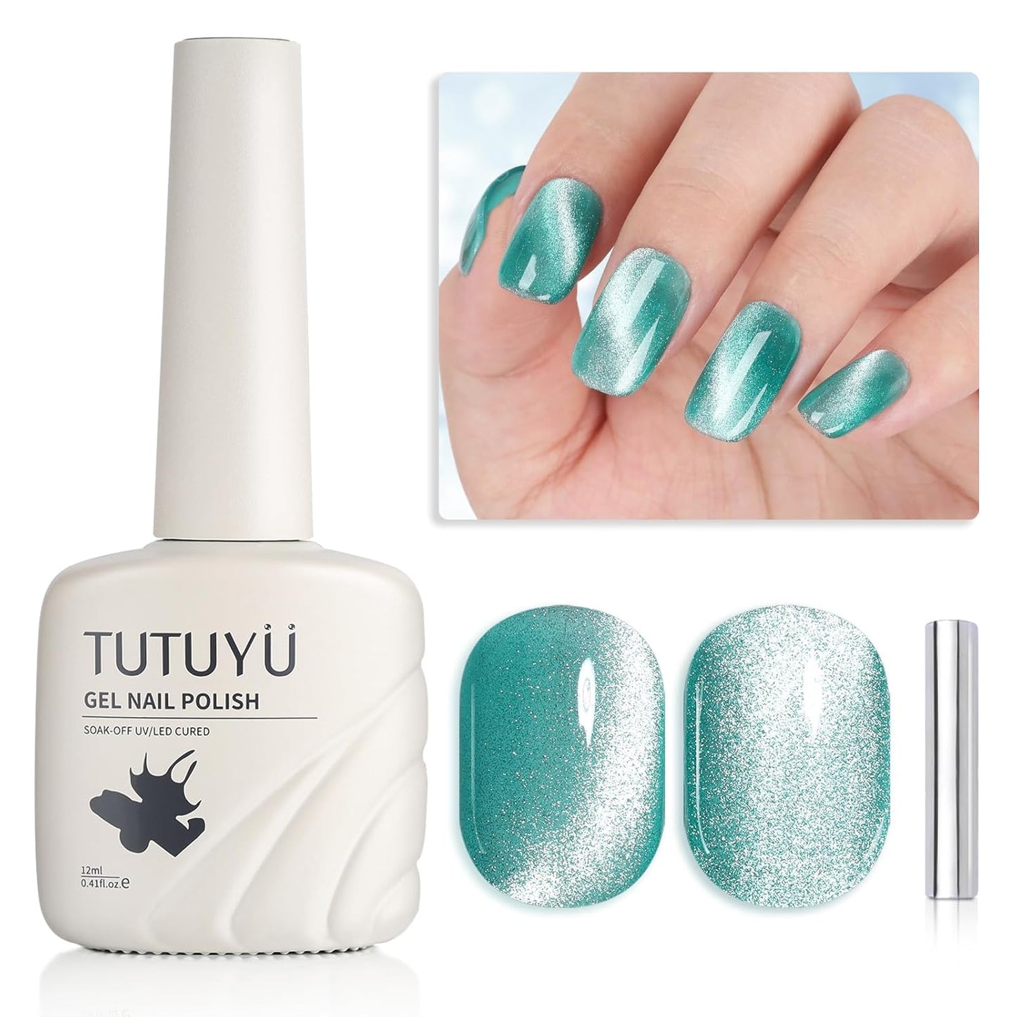 Light Blue Cat Eye Gel Nail Polish - Perfect for DIY at Home & Ideal Gift for Nail Art Lovers!
