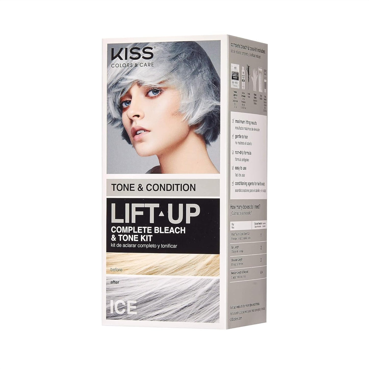 KISS Lift Up Complete Hair Bleach Kit with Revitalizing Plex Serum to Protect from Damage, Maximum Strength to Lighten Dark or Resistant Hair, Complete DIY 6-Pc Kit