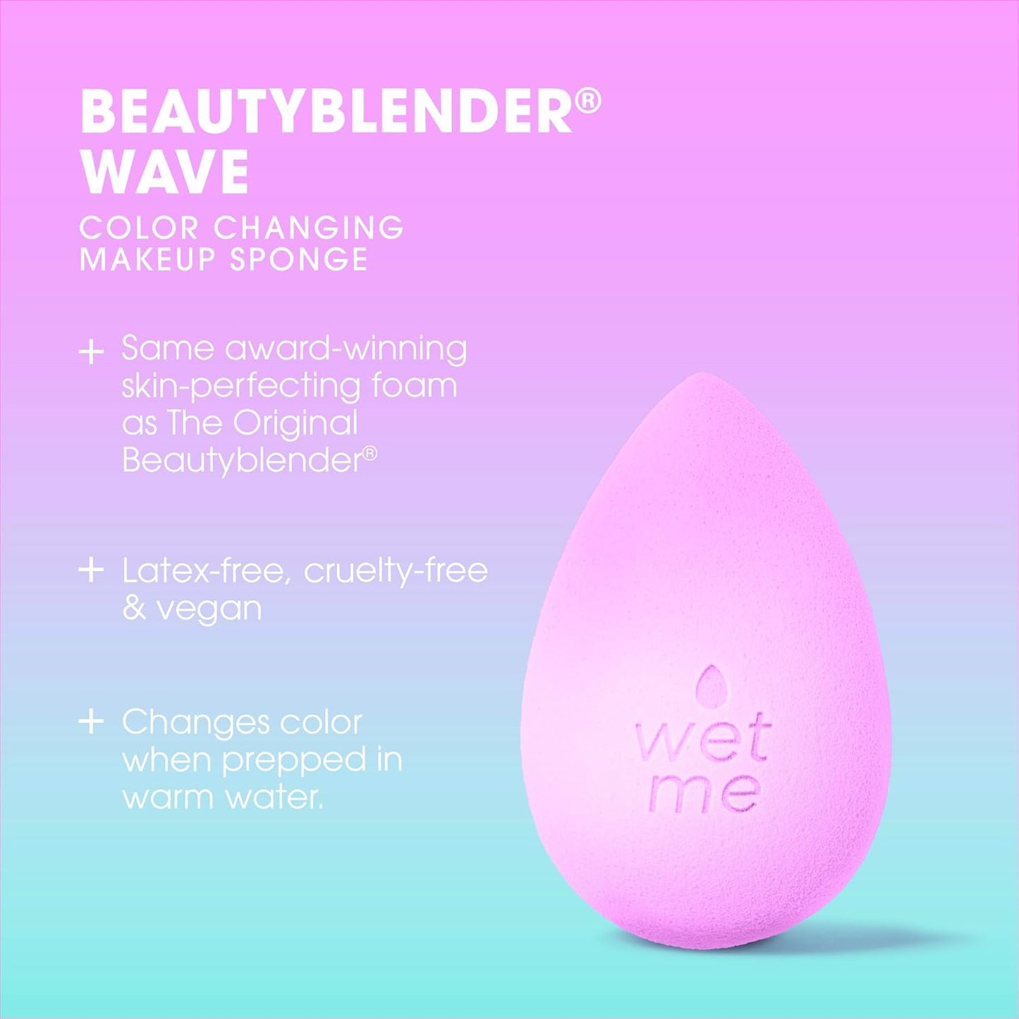 Beautyblender® | Wave Color Changing Blender Makeup Sponge | Blend Liquid Foundations, Powders and Creams | Streak Free Application | Vegan, Cruelty Free | Made in USA