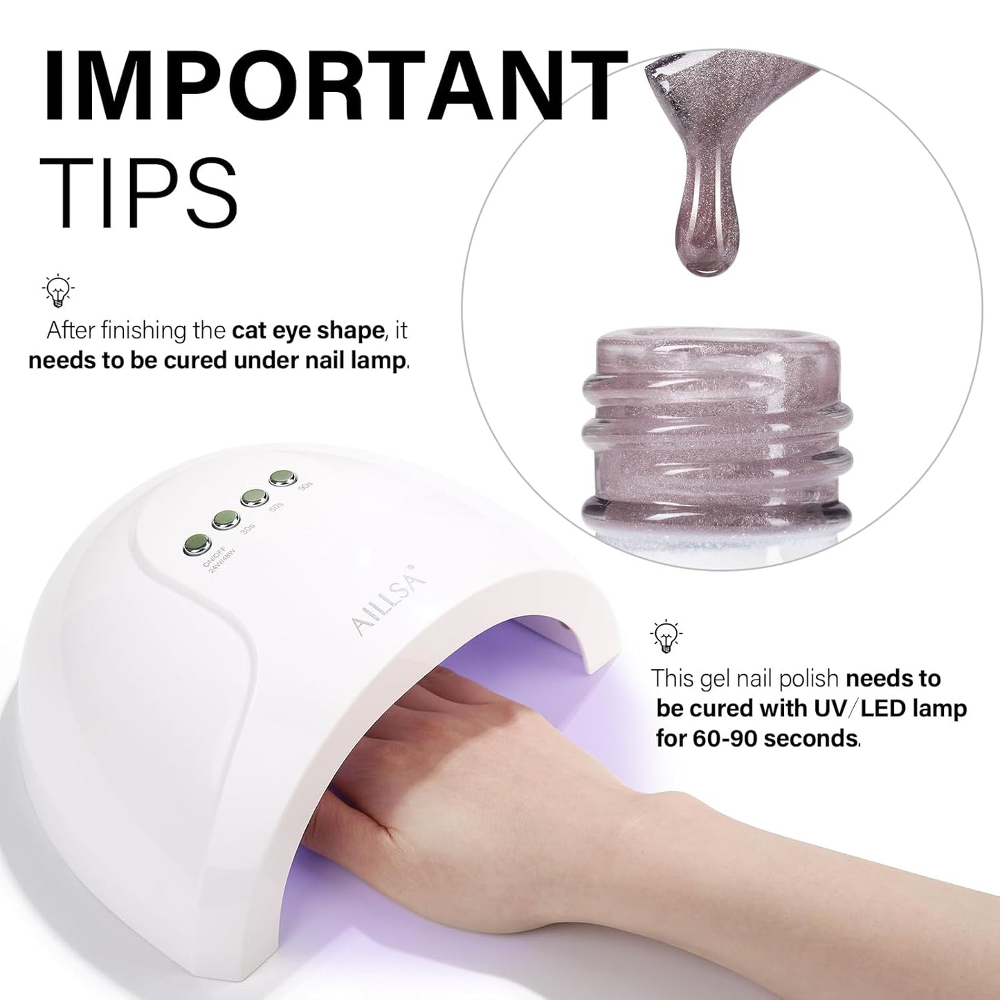 AILLSA Cat Eye Gel Nail Polish Purple Crystal Glitter Polish with Magnet, Smokey Glass Jelly Nail Polish Sparkle Shimmer Reflective Translucent Color U V Gel Salon DIY at Home 0.5 OZ GF23