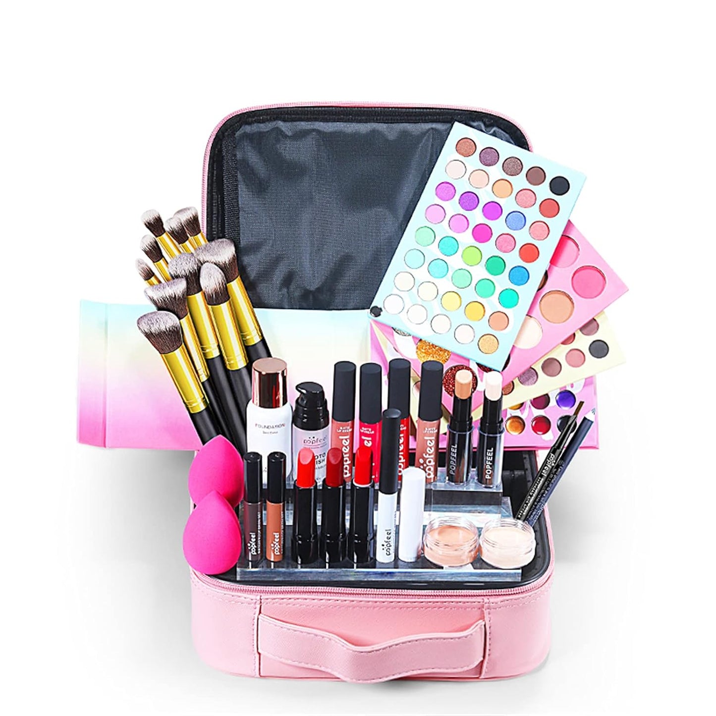 All-in-one Makeup Set Holiday Gift | Full Makeup Kit for Women Essential Starter Bundle Include Eyeshadow Palette Lipstick Blush Cream Concealer Face Powder Eyeliner Mascara Lipgloss Brush