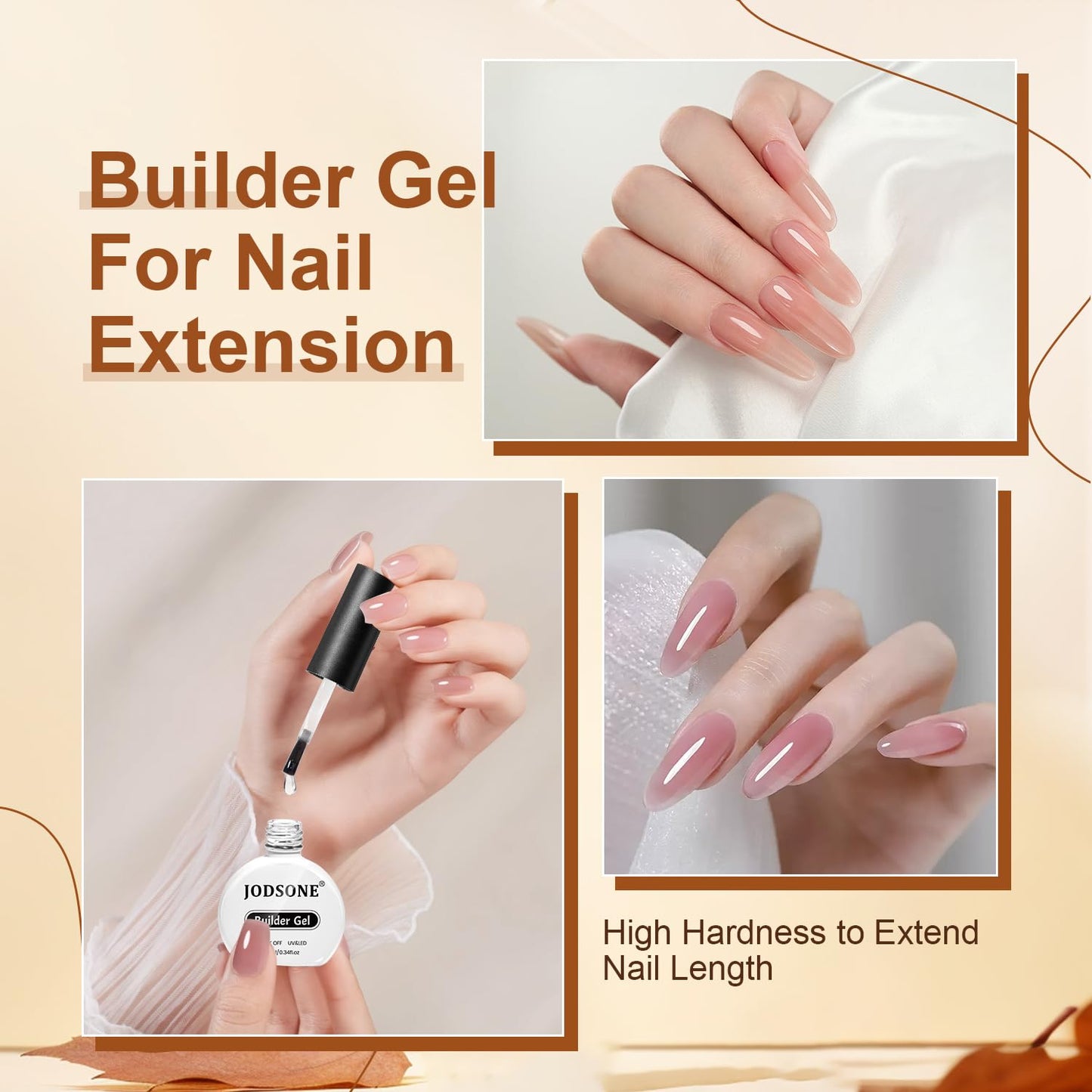 JEWHITENY 10ML Builder Gel Nails Clear Nail Extension Gel Nail Strengthener Long Lasting High Effects Nail Art Design Manicure Need U V Lamp Curing