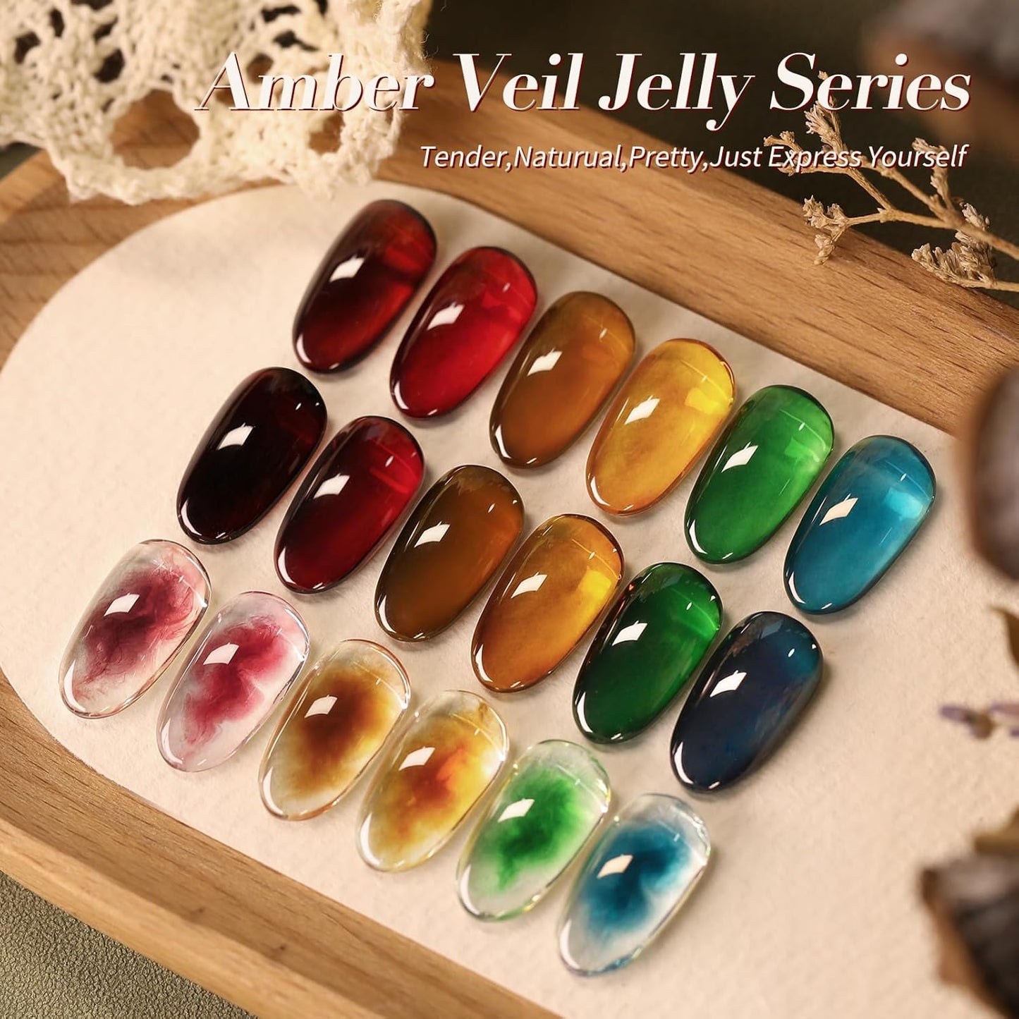 Born Pretty Jelly Gel Nail Polish,Halloween Fall Winter Transparent Gel Polish,Christmas Brown Blood Wine Red Orange Green Blue,Soak Off U v LED Light Cure Nail Art Kit for Salon and DIY at Home