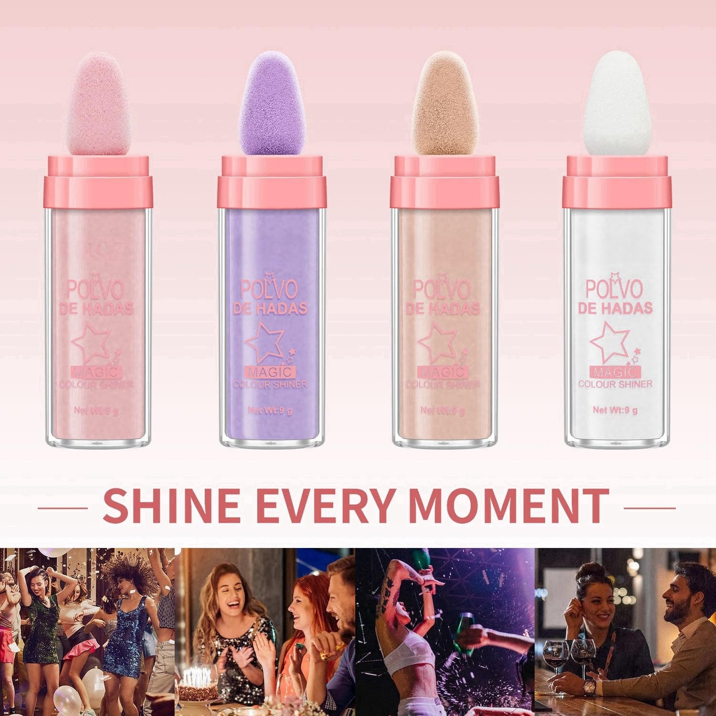 3 Pack Polvo De Hadas Fairy Dust Highlight Patting Powder - Full Body Contouring and Clavicle Pearlescent Patting Powder for Face and Eye, Halloween Sparkling Body Glitter Powder (3 Pack)