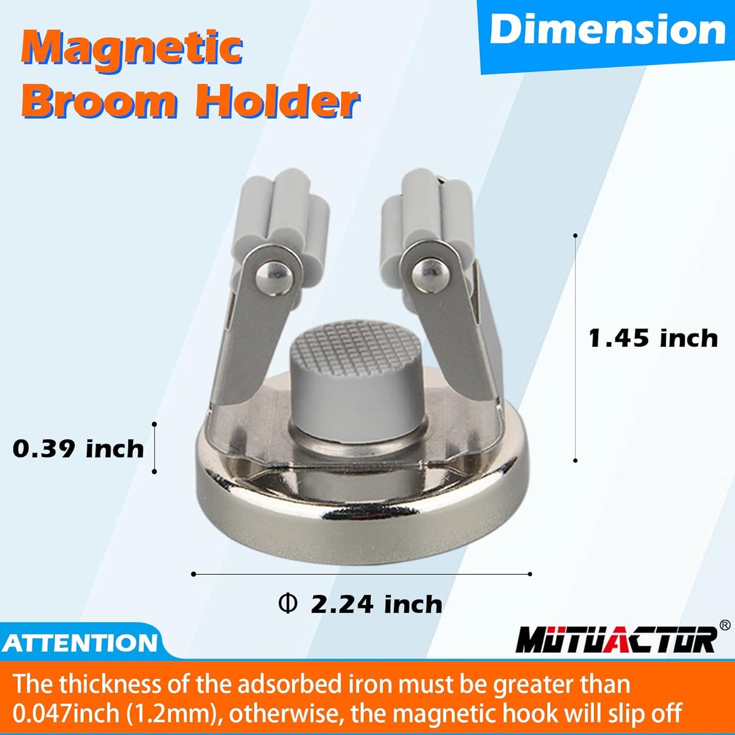 MUTUACTOR Magnetic Broom Holders,4pcs Sturdy Heavy Duty Magnetic Clips Wall Mount,10lbs No Drilling Anti-broken Magnetic Hooks Broom Mop Brackets for Work Cargo Garage Laundry Van Accessories