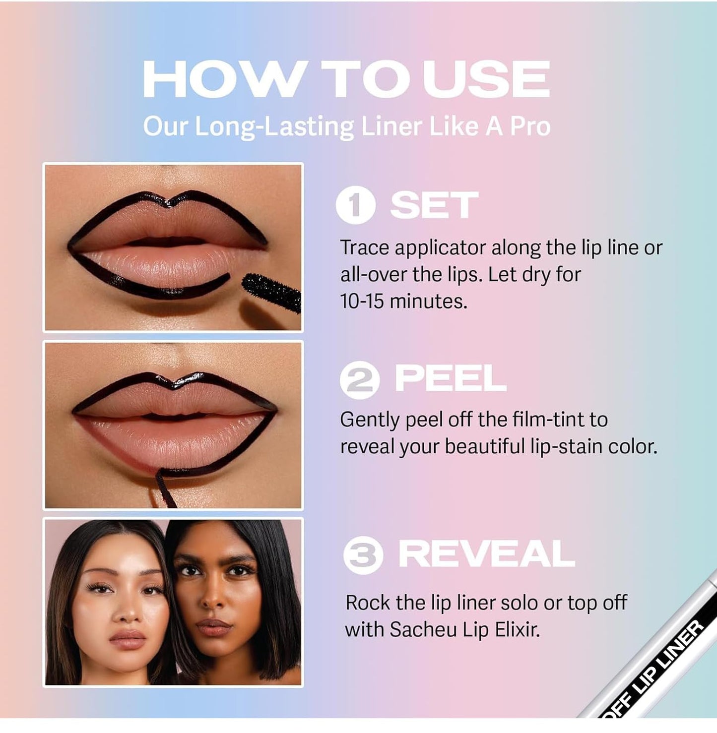 Longwear Peel-off Lip Stain Marker Peel Off with Vitamin E - Smudge-Resistant Lip Liner & Base for All Skin Types (01#)