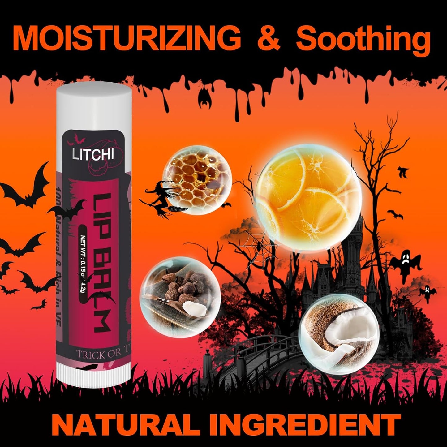 Yopela 19 Pack Halloween Natural Lip Balm Bulk with Vitamin E and Coconut Oil Lip Care Set - Moisturizing, Soothing, and Repairing Dry and Chapped Lips - 18 Flavors - Non-GMO