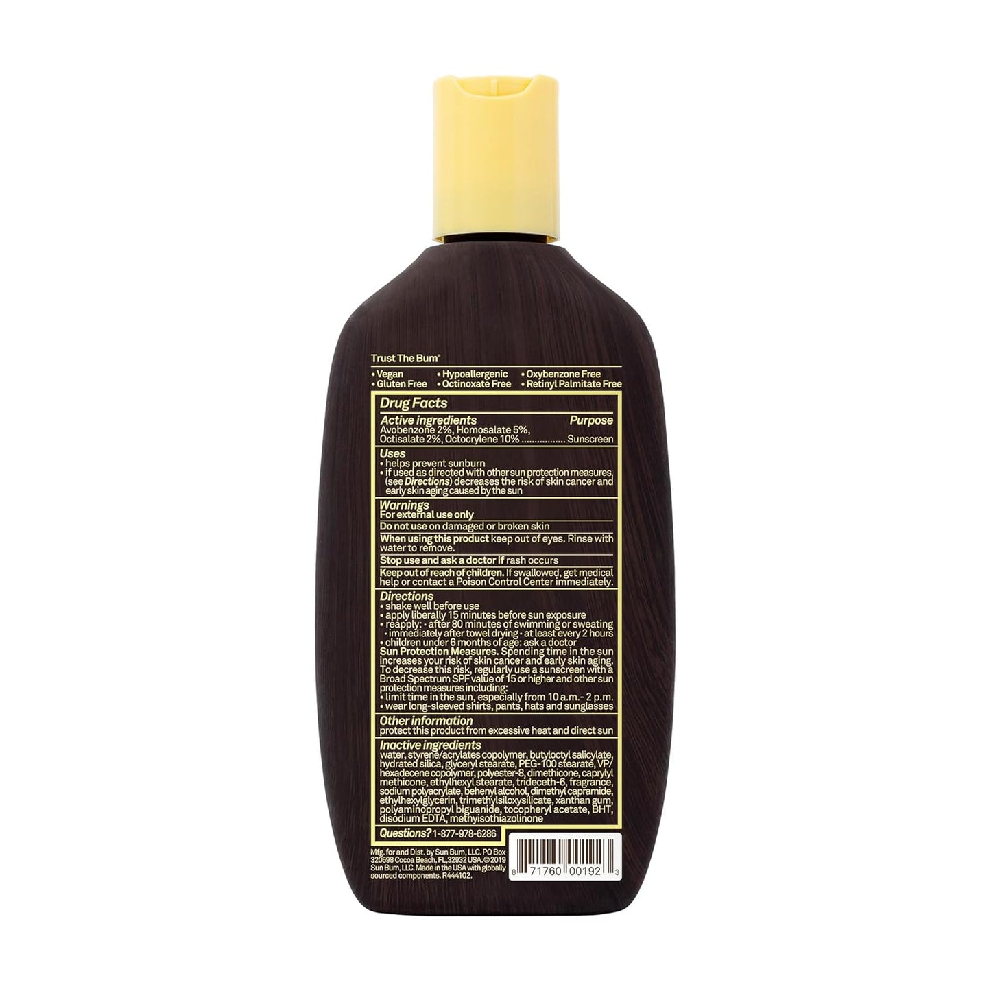 Sun Bum Original SPF 15 Sunscreen Body Lotion - Broad Spectrum Moisturizing Sunscreen with Vitamin E - Hawaii 104 Act Compliant (Made without Octinoxate & Oxybenzone) - 8 oz