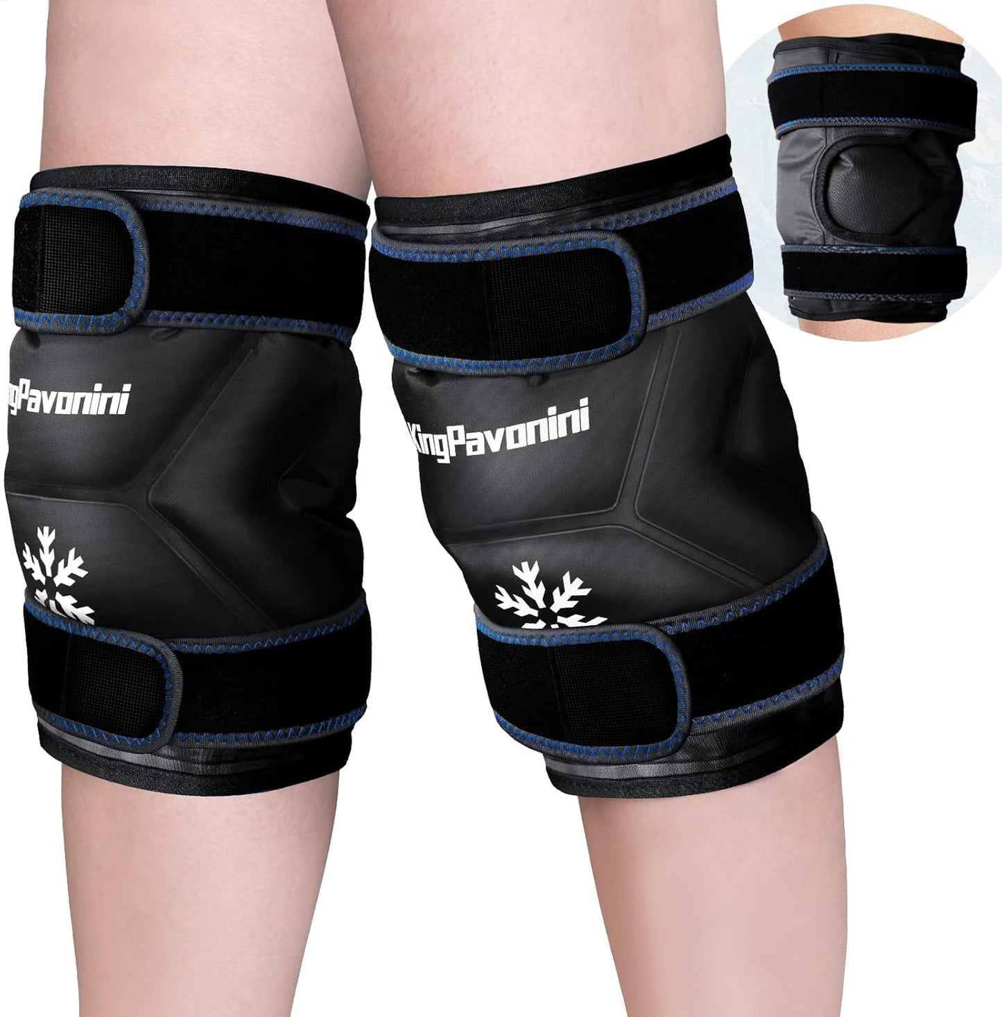 XXL Knee Ice Pack Wrap Around Entire Knee After Surgery, Reusable Gel Ice Pack for Injuries, Pain Relief, Swelling, Sports Injuries, 2 Pack (Black)