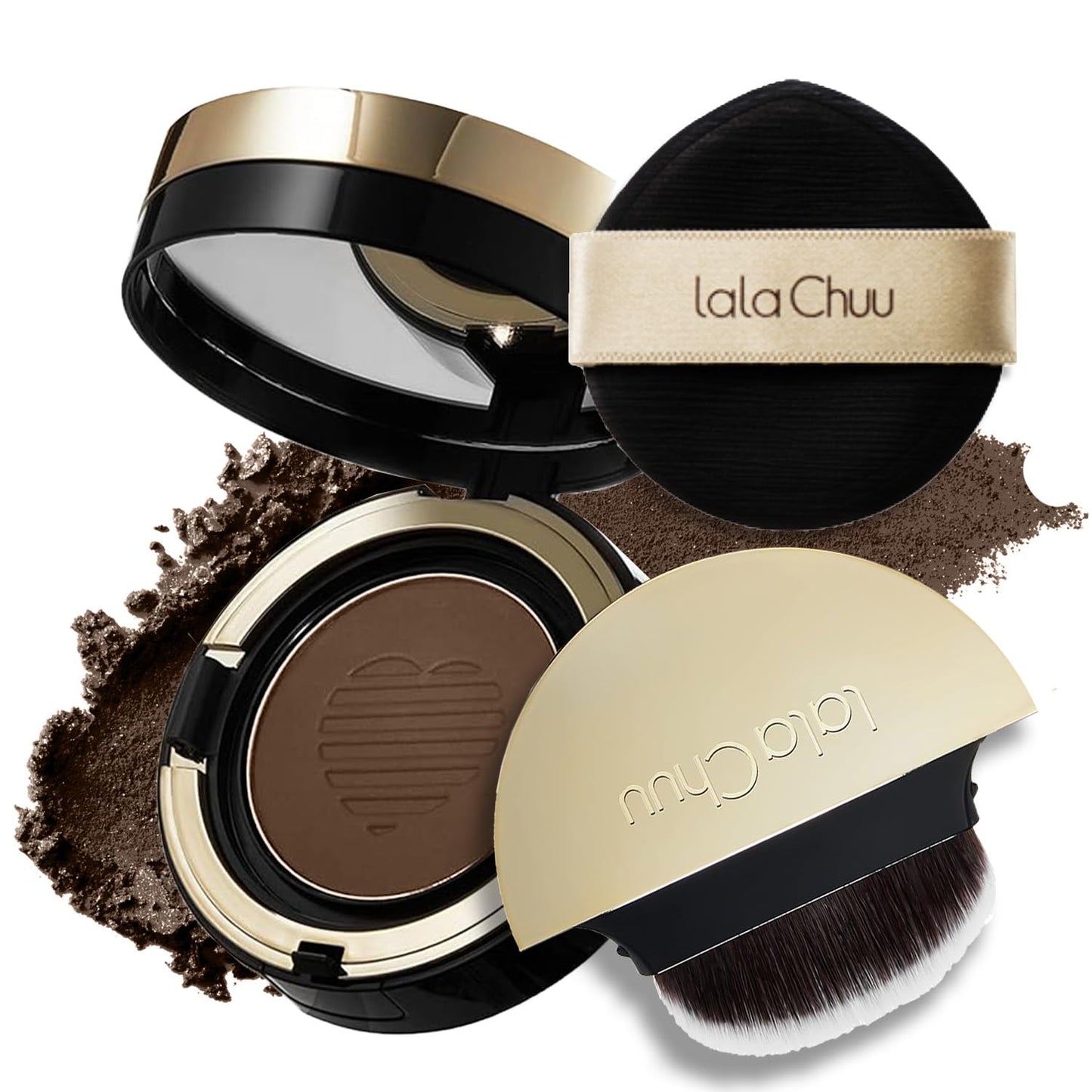 LALACHUU Hairline Powder, the revolutionary solution for concealing hair loss instantly, Root Touch Up for Women & Men with Master Brush. Stain Proof for 100 hours 0.52 Ounce (Light Brown)