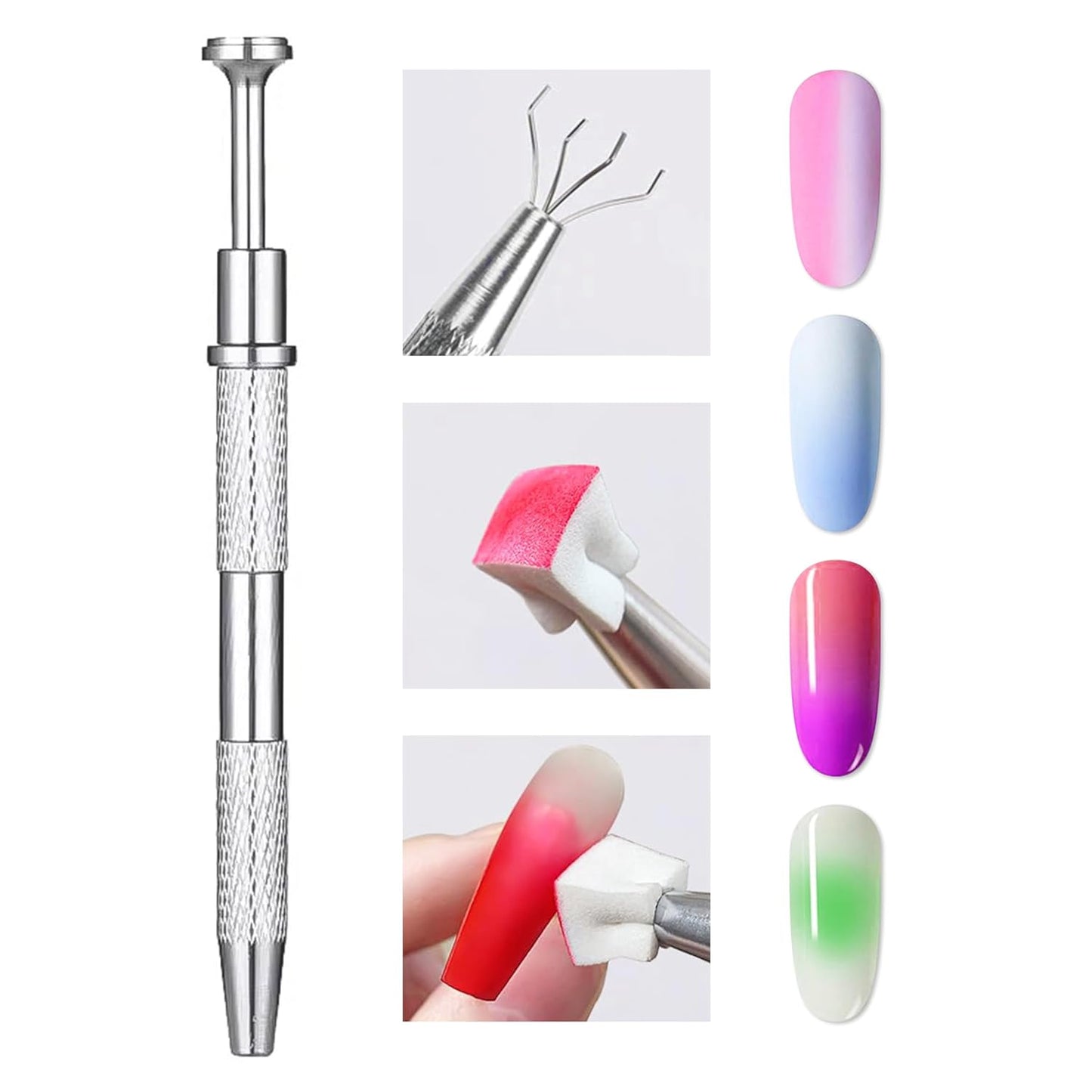 finger secret Nail Art Tools Set, Smart Grabber for Pat Paint Nail Gel, 3PC Grabbing Pen for Nail Sponge Patting Ombre gel Blush Nails Art Design at home