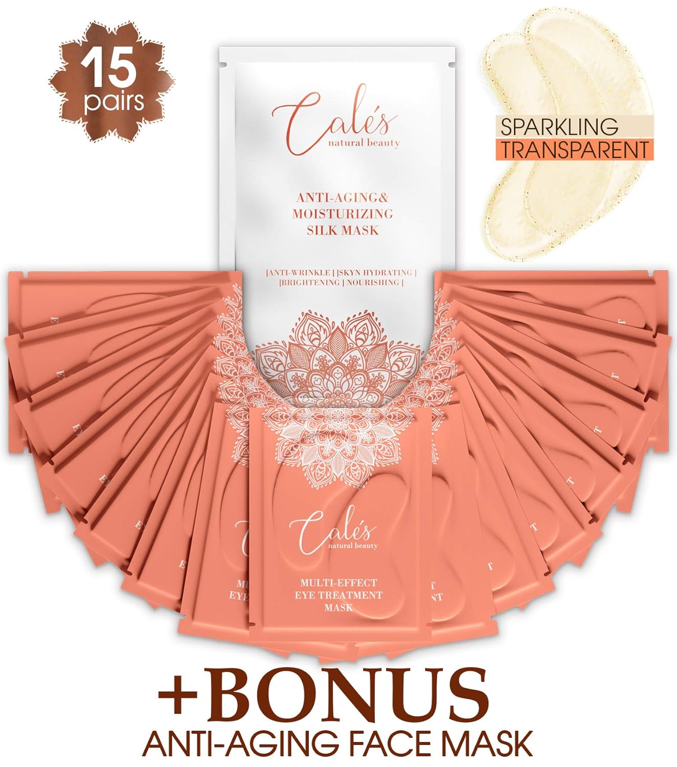 Under Eye Patches for Puffy Eyes Collagen Eye Mask for Dark Circles Gel Under Eye Pads for Wrinkles with Hyaluronic Acid Clear Eye Masks Under Eye Bags Treatment Men and Woman (15 pairs)