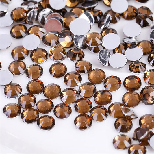 3000 Pieces SS6 2mm Flatback Rhinestones Clear Glass Round Gems Crystals for Nail Art DIY Crafts Clothes Shoes Bags （Dark Coffee）