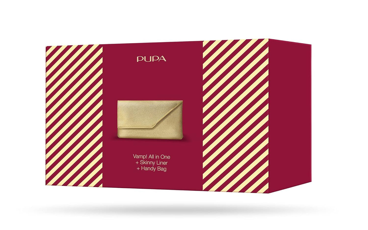 PUPA Milano Vamp! All In One And Skinny Liner Set - Volume Mascara And Ultra-Slim Eyeliner Pen - Naturally Formulated To Lengthen And Strengthen Lashes - Beautiful Gold Handbag - 3 Pc Mascara Kit