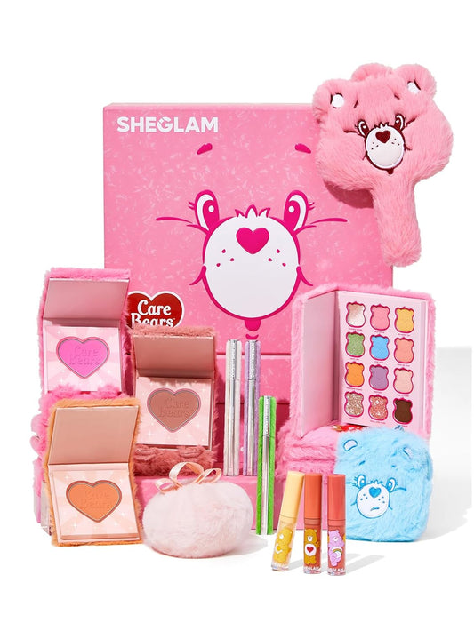 SHEGLAM X Care Bears Collection Set Vibrant Colored Eyeshadows Green White Purple Eyeliner Pink Blush Body Highlighter Liquid Lipstick Set Makeup Set
