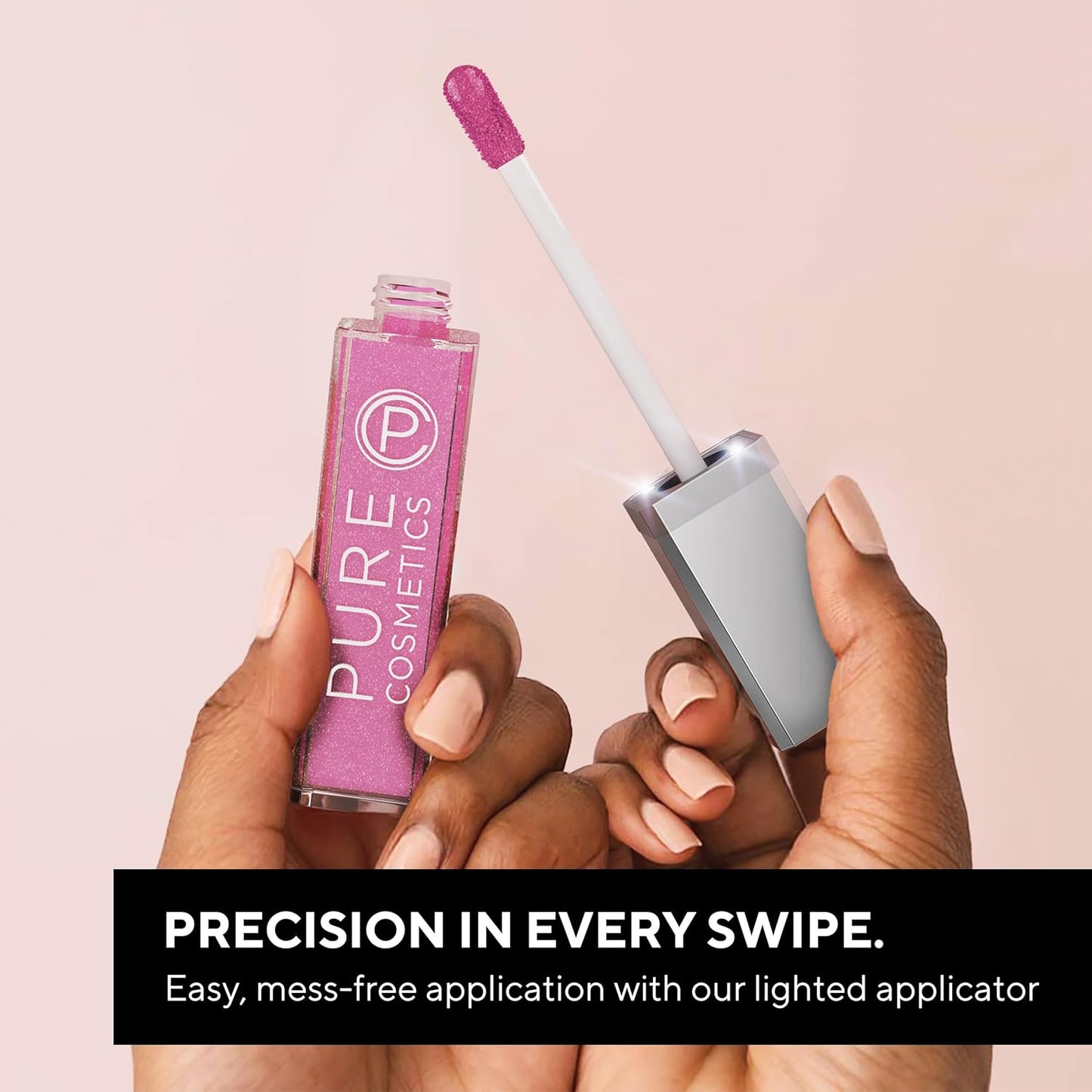 Pure Cosmetics Pure Illumination Lip Gloss - LED-lit Applicator w/Side Mirror - Non-Sticky, Moisturizing & Hydrating Lip Glosses - Soothes & Heals Dried Chapped Lips (Girl Crush)