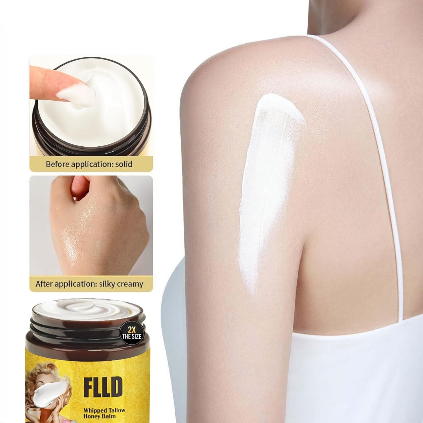 Organic Grass Fed Whipped Tallow and Honey Balm 4oz - Facial Cream, Lip Moisturizer, Body Balm