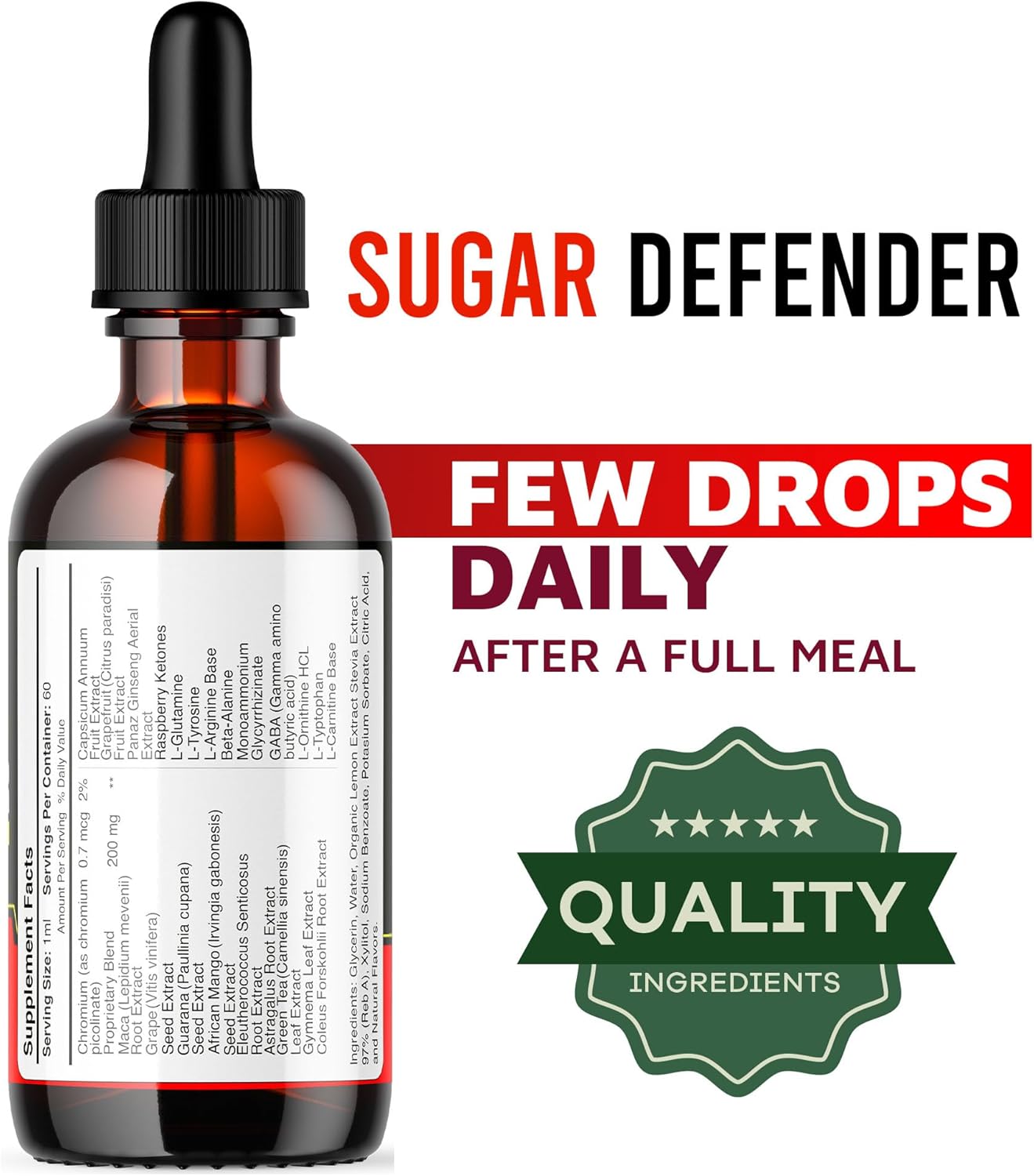 Sugar Defender - Sugar Defender Drops, Sugar Defense Super Formula, Sugar Defender 24, Sugar Defender Supplement, Sugar Defender Liquid, Defender Drop, Sugar Metabolism (60 Capsules) -1Pack