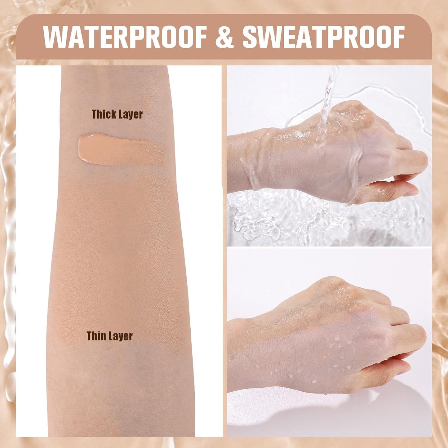 UCANBE Matte Liquid Foundation with Brush, Skincare Serum Foundation Face Makeup with Hyaluronic Acid, Medium to Full Coverage Waterproof Oil Control Longwear, for Mature Skin, True Beige, 1 fl. oz.