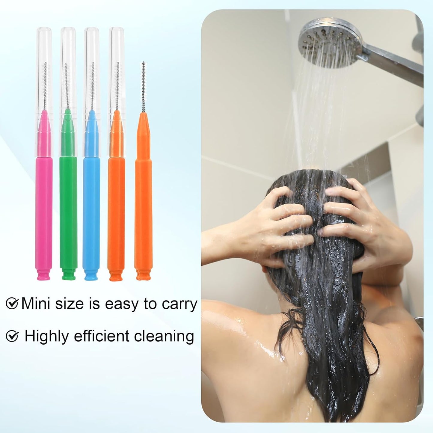 50pcs Shower Head Cleaning Brush, Denser Spiral Bristles Shower Head Cleaner Picks, Tiny Crevice Cleaning Brush for Small Holes, Nozzle Unclogger Pipe Cleaners Household Clean Tools Anti-Clogging