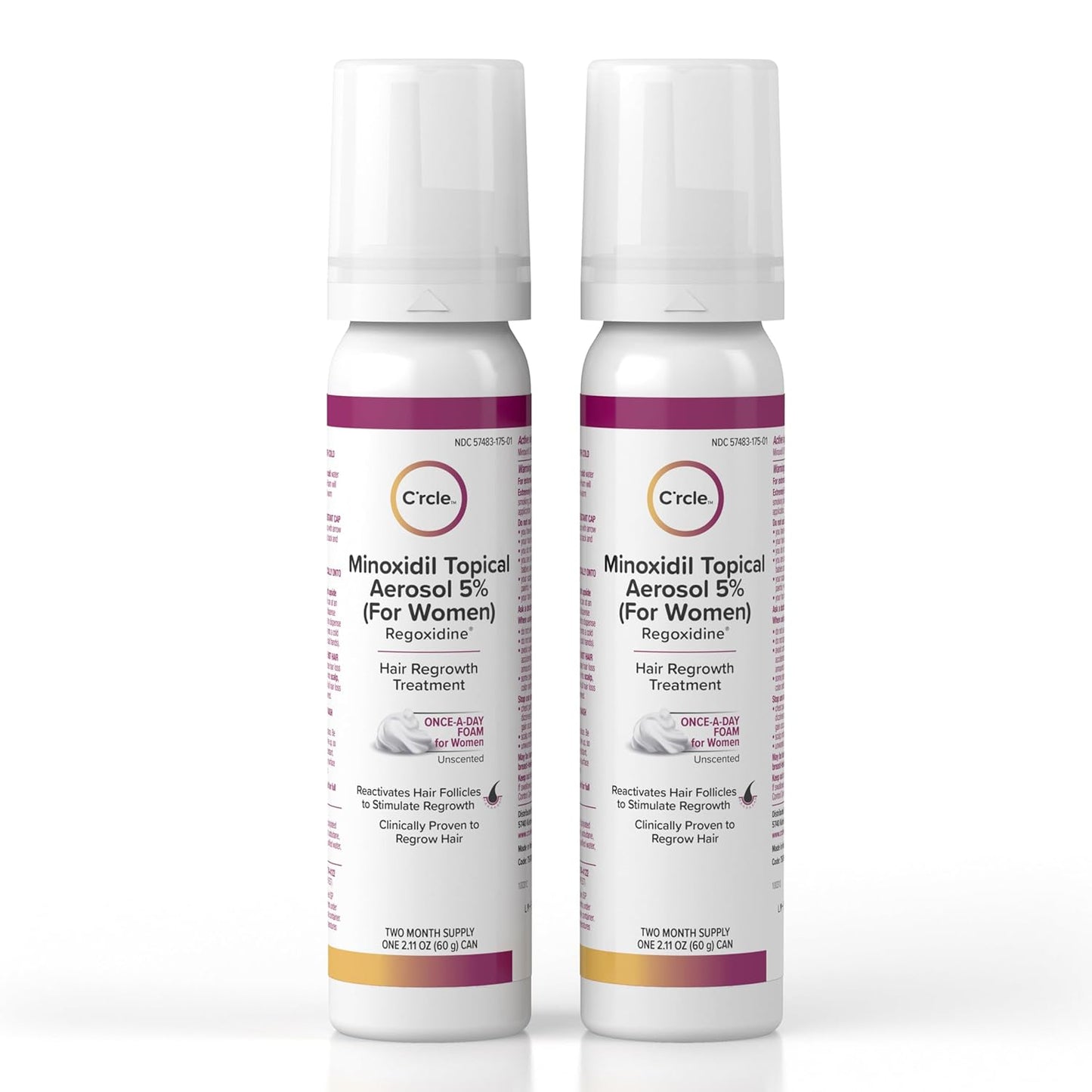 C'rcle Minoxidil for Women 5% Foam - Helps Restore Top of Scalp Hair Loss and Support Hair Growth for Women, Regrowth with Unscented Topical Treatment for Thinning Hair (5% Foam 4-Month Supply)