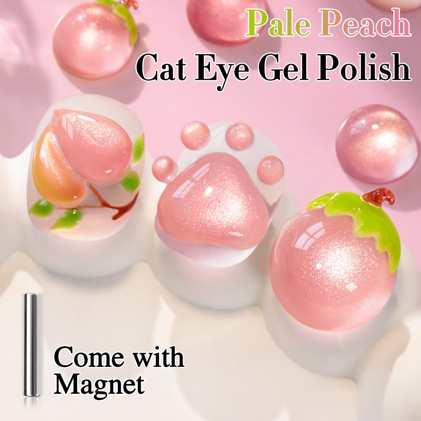Double Rhythm 0.5 OZ Cat Eye Gel Polish with Magnet 15ML Holographic Glitter Shimmer Translucent Jelly Color Magnetic Nail Polish Salon DIY at Home (Fruit Orange Pink-MC1205)